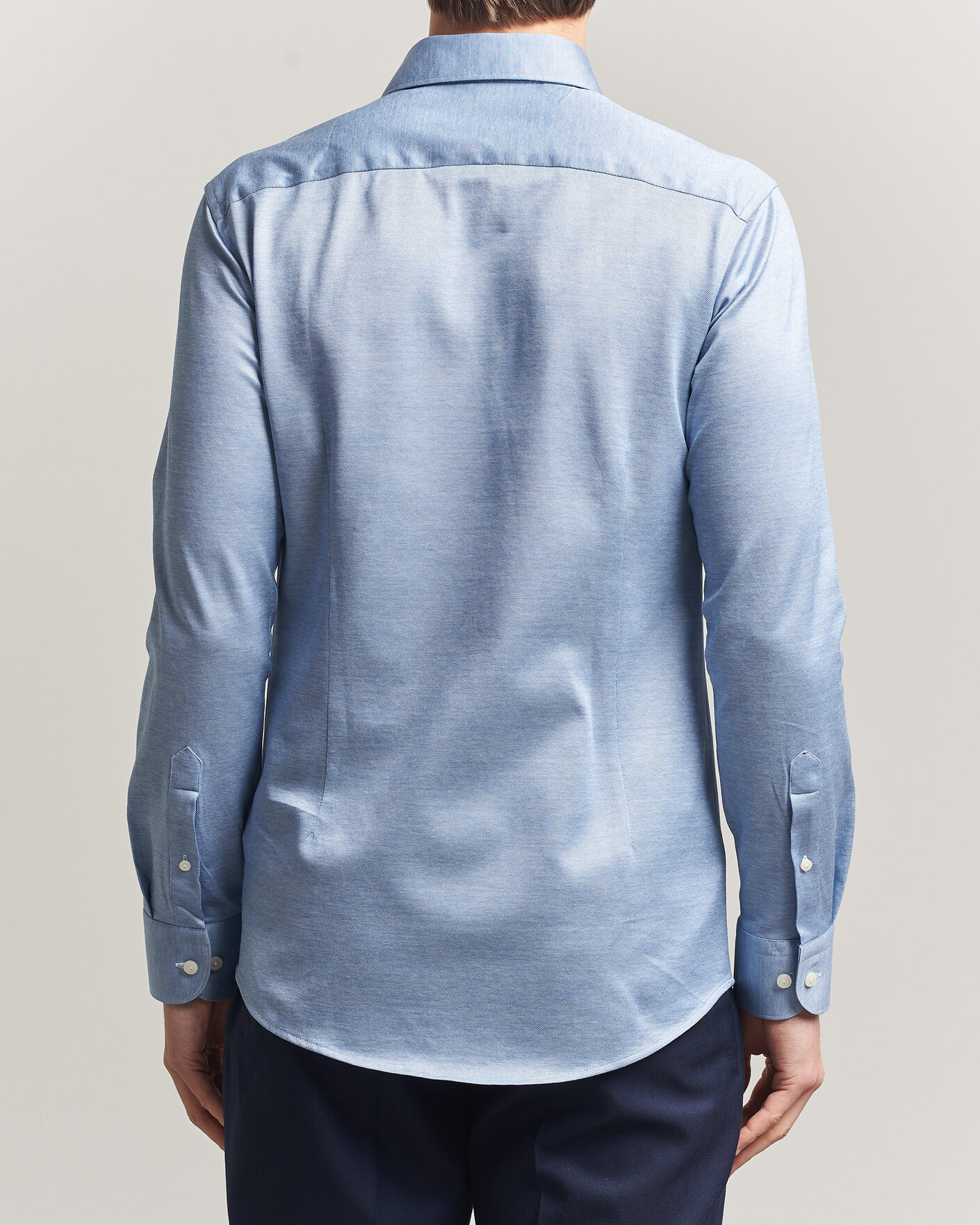 Men | Shirts | Eton | Filo di Scozia Knitted Shirt Light Blue