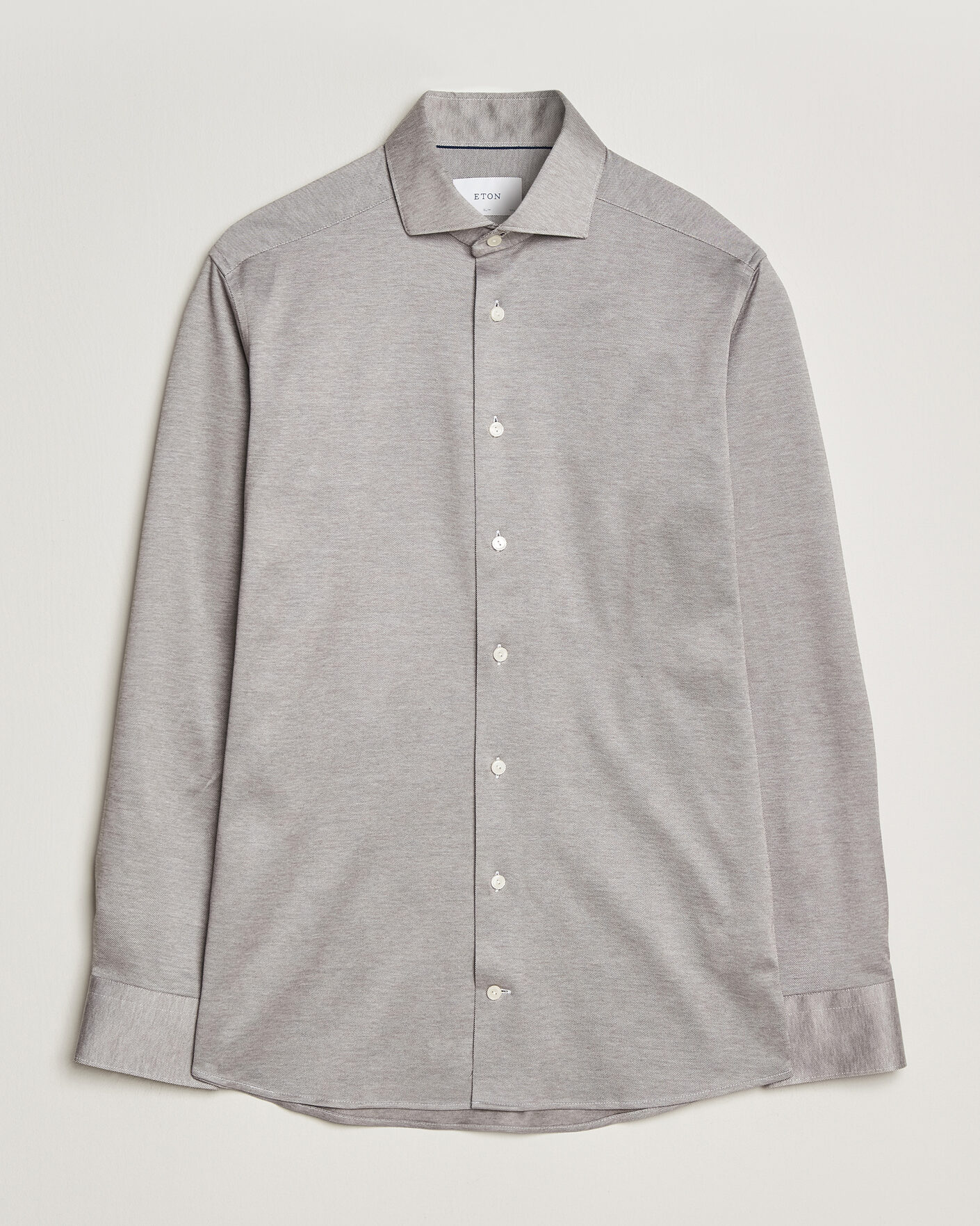 Men | Shirts | Eton | Filo di Scozia Knitted Shirt Brown