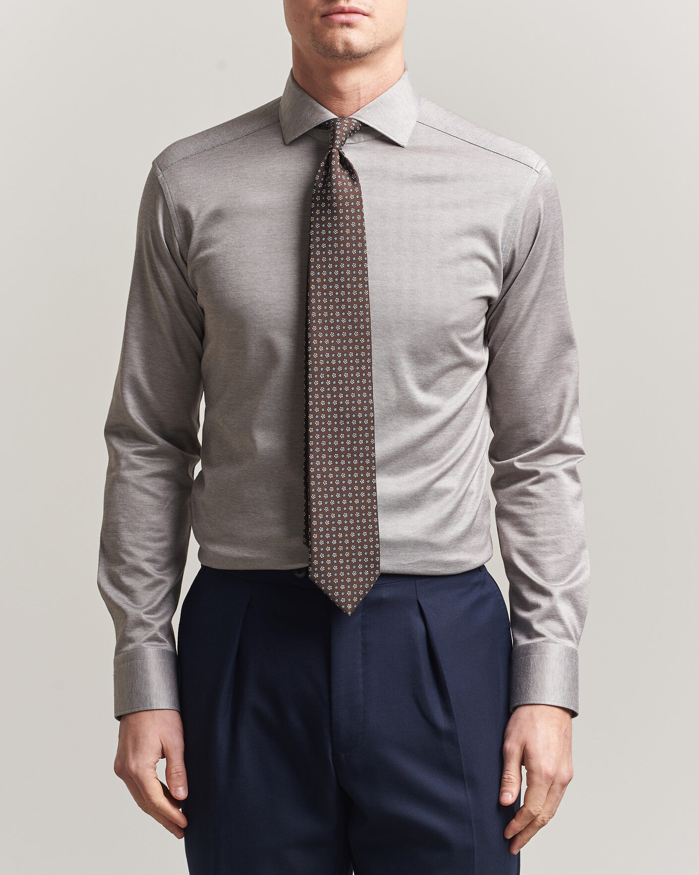 Men | Shirts | Eton | Filo di Scozia Knitted Shirt Brown