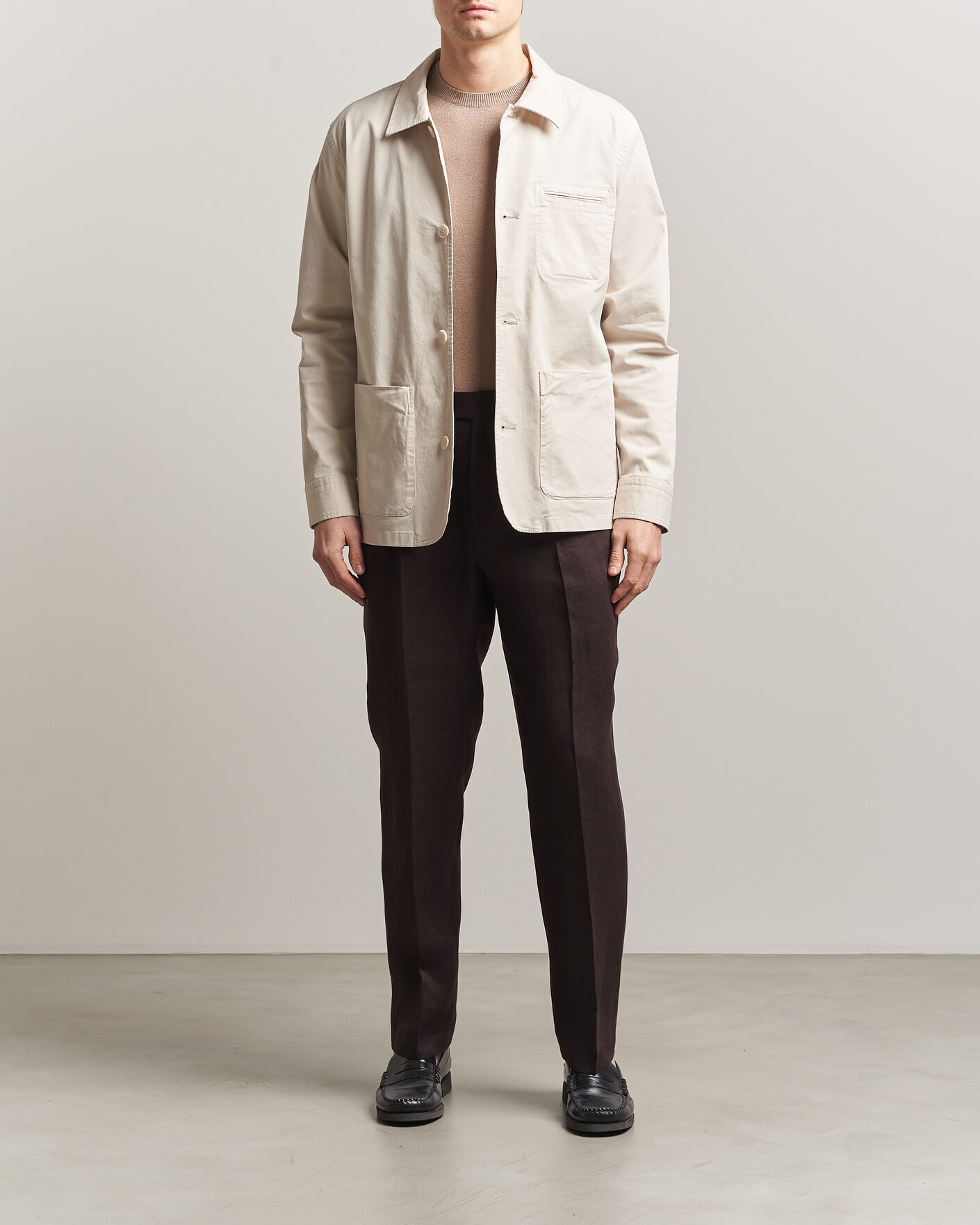 Men | Coats & Jackets | Eton | Cotton Chore Jacket Off White