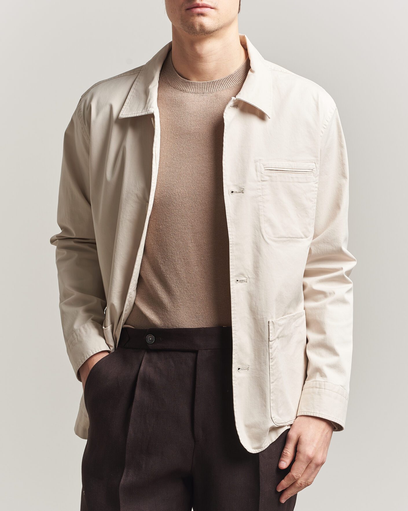 Men | Coats & Jackets | Eton | Cotton Chore Jacket Off White
