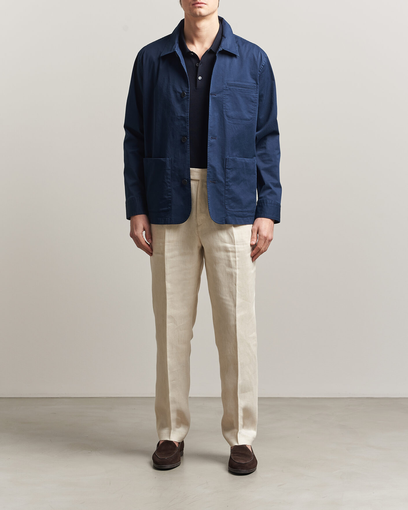 Men | Coats & Jackets | Eton | Cotton Chore Jacket Navy Blue