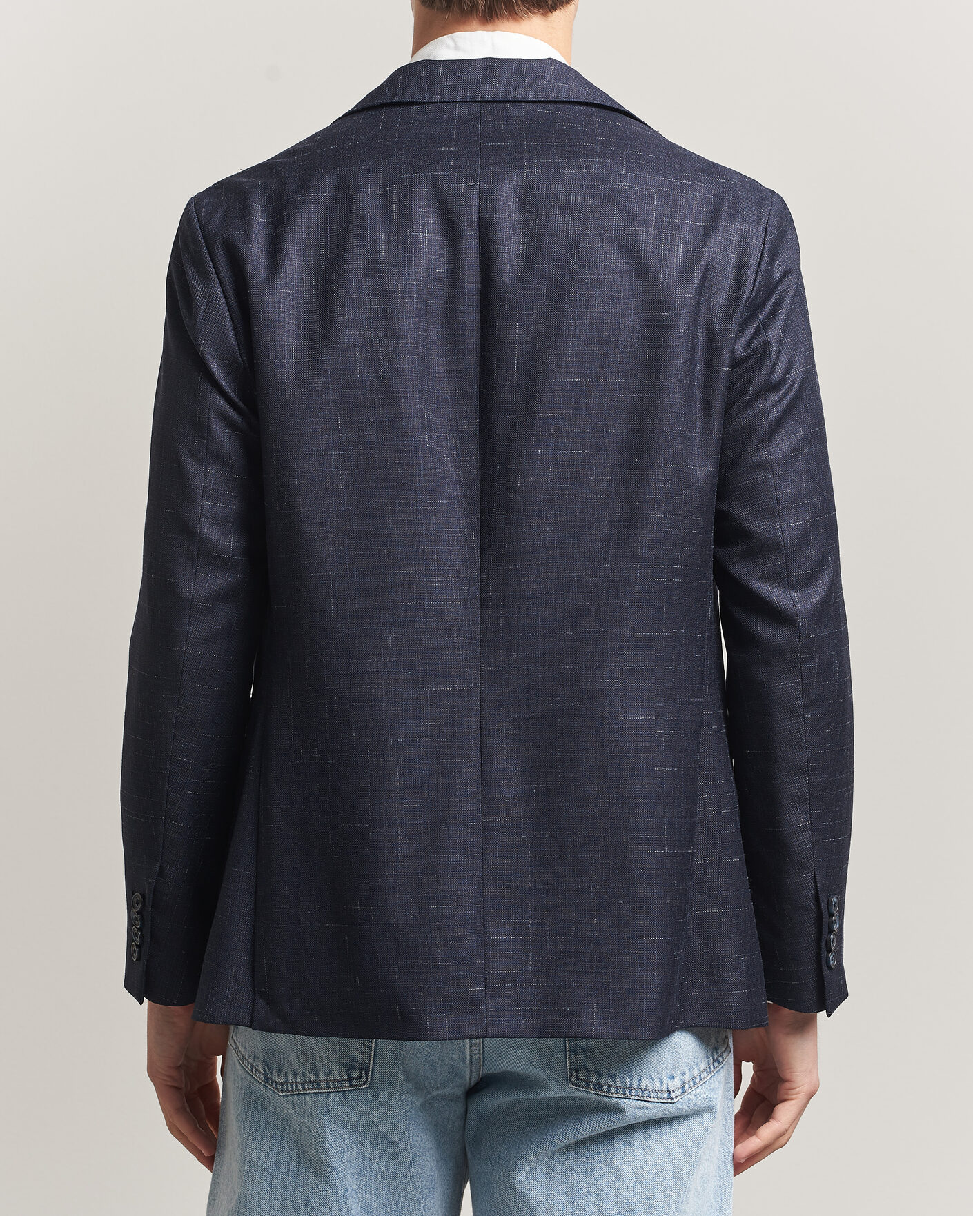 Men | Blazers | Eton | Wool Silk Soft Blazer Navy Blue
