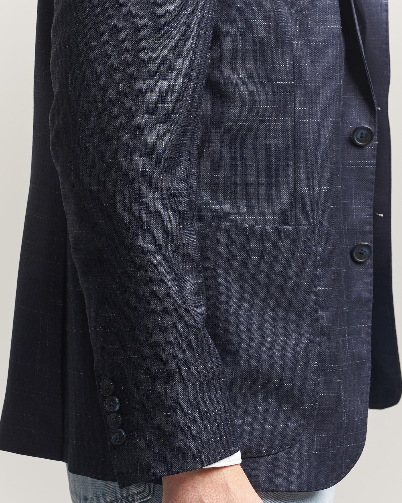 Men | Blazers | Eton | Wool Silk Soft Blazer Navy Blue