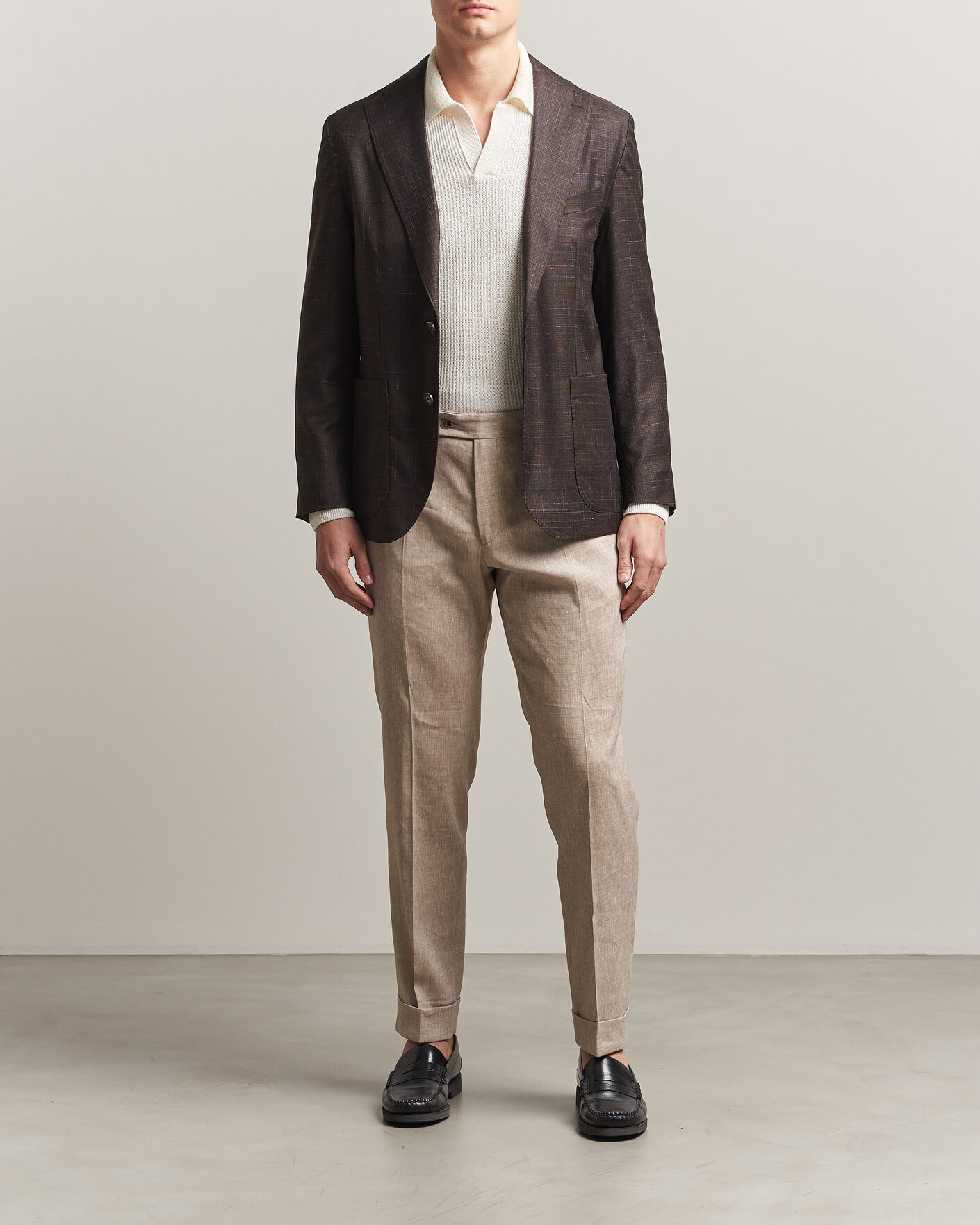 Men | Blazers | Eton | Wool Silk Soft Blazer Dark Brown