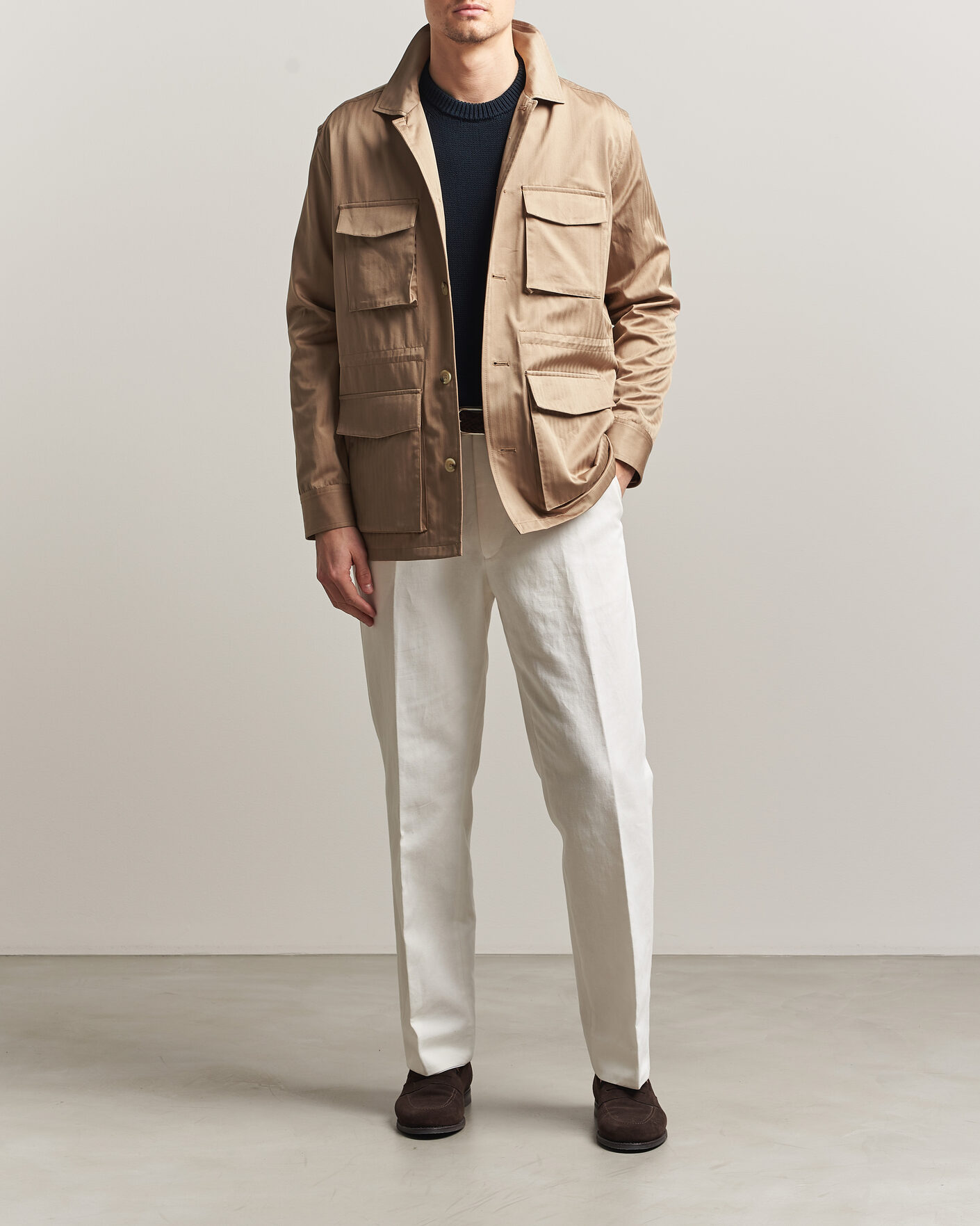 Men | Coats & Jackets | Eton | Cotton Safari Drawstring Jacket Beige