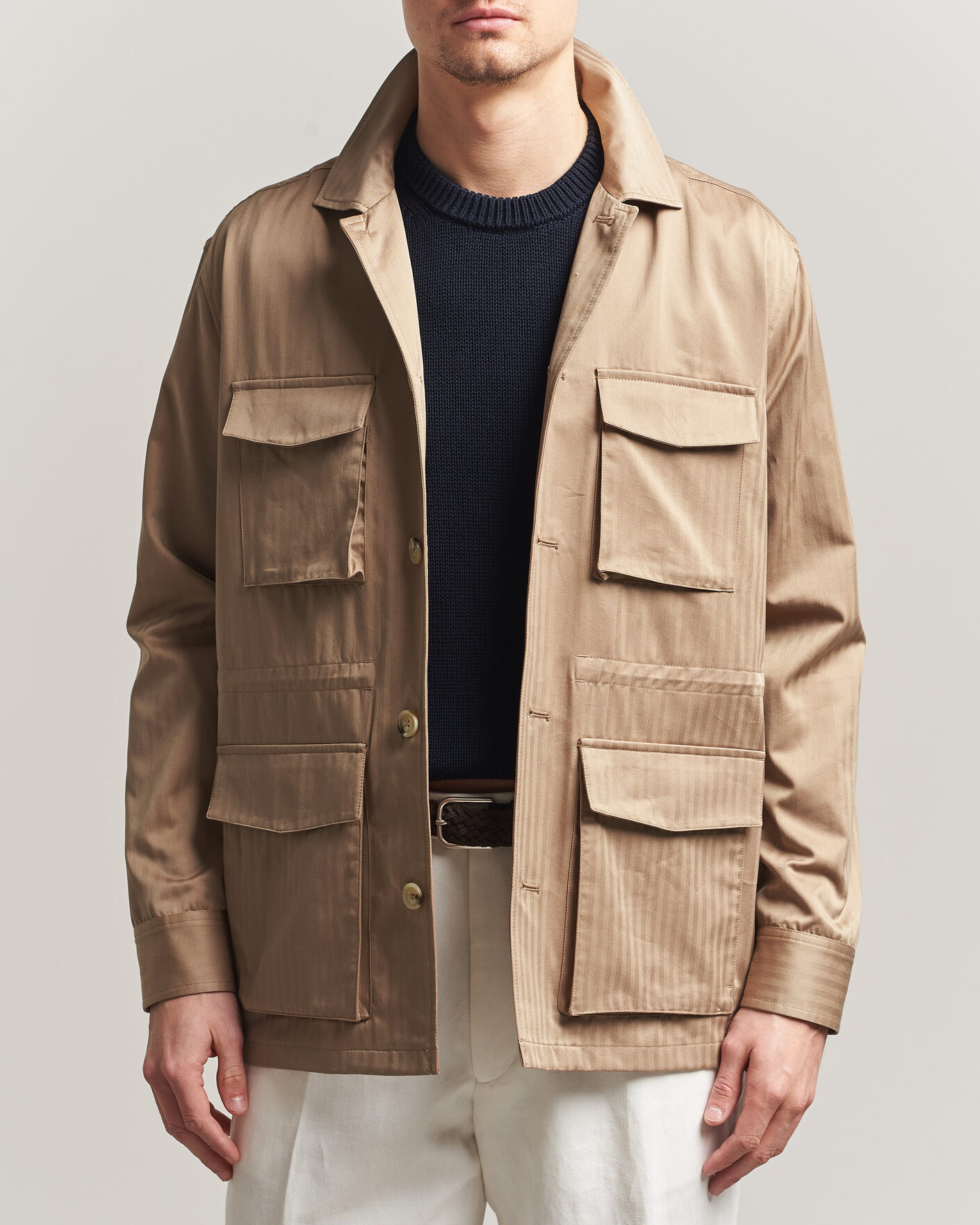Men | Coats & Jackets | Eton | Cotton Safari Drawstring Jacket Beige