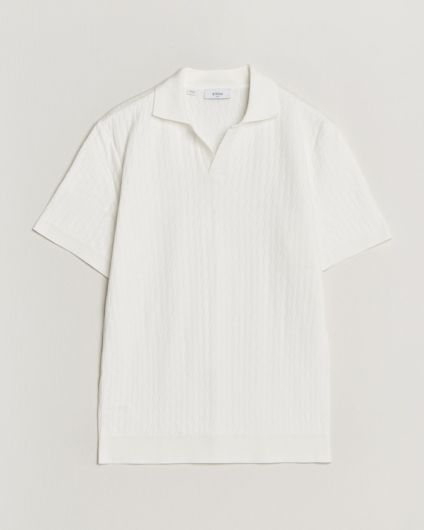 Men | Polo Shirts | Eton | Open Collar Jacquard Polo Off White