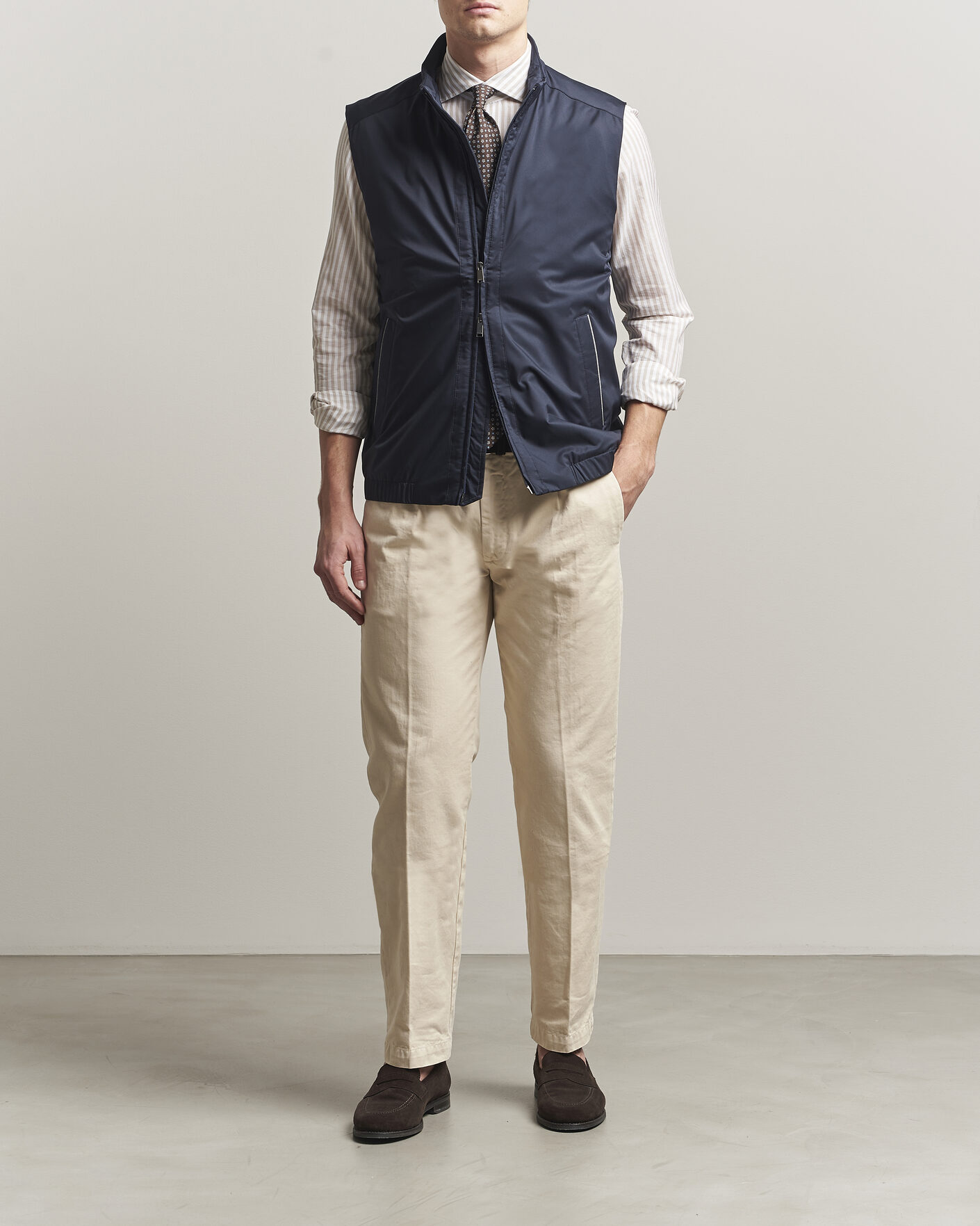 Men | Gilets | Eton | Lightweight Wind Vest Navy Blue
