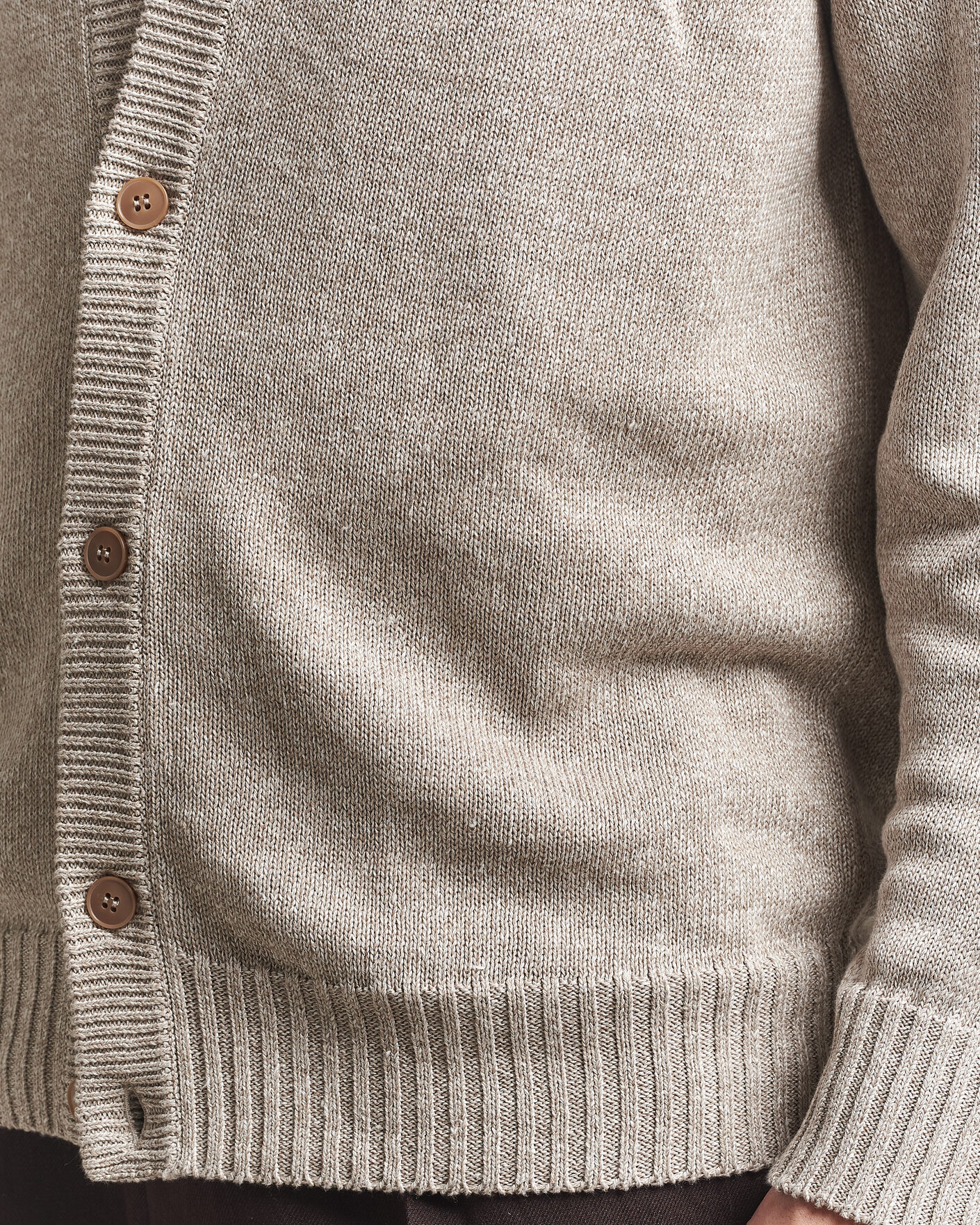 Men | Sweaters & Knitwear | Eton | Cotton Linen Knitted Cardigan Beige