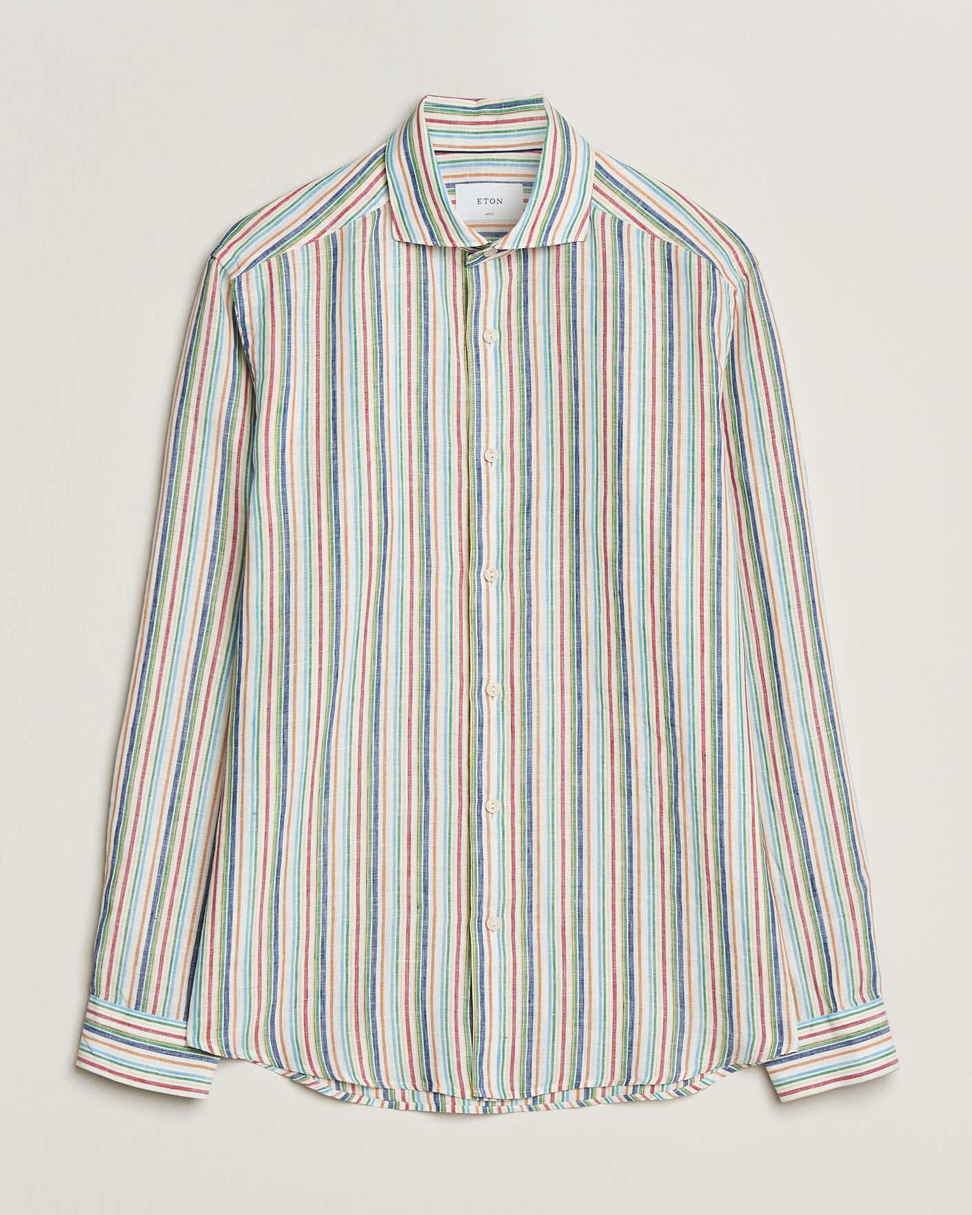 Men | Shirts | Eton | Casual Fit Striped Linen Shirt Multi