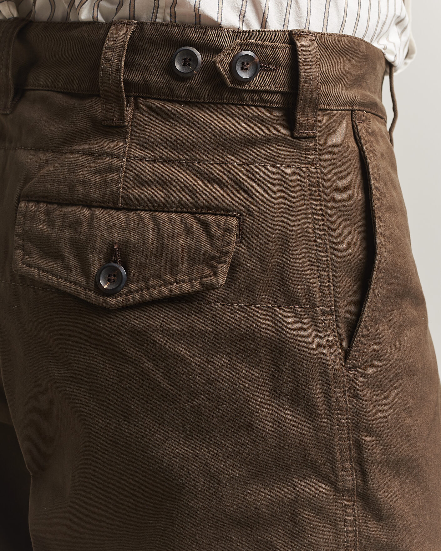 Men | Trousers | Drake's | Peached Flat Front Cotton Chino Brown