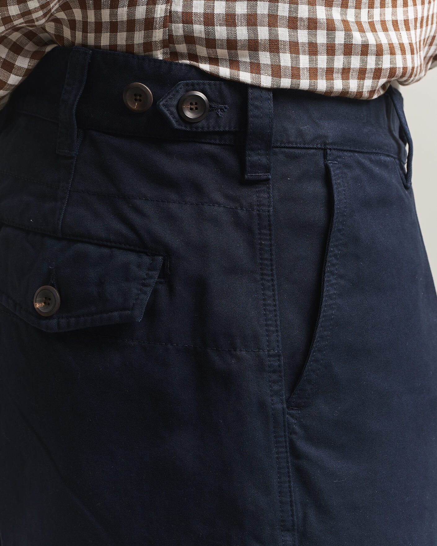 Men | Trousers | Drake's | Peached Flat Front Cotton Chino Navy