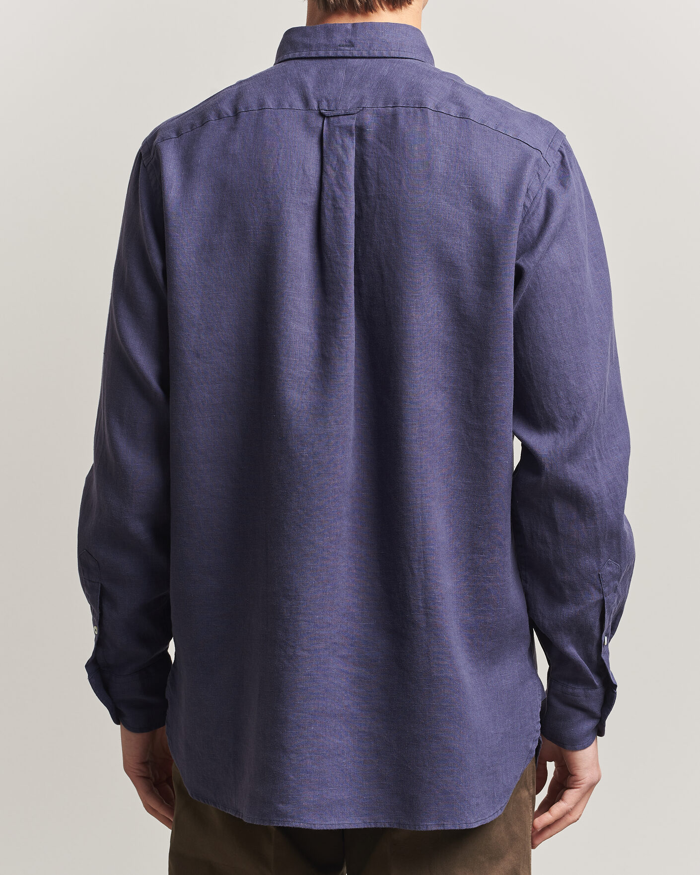 Men | Shirts | Drake's | Linen Button Down Curved Pocket Shirt Navy