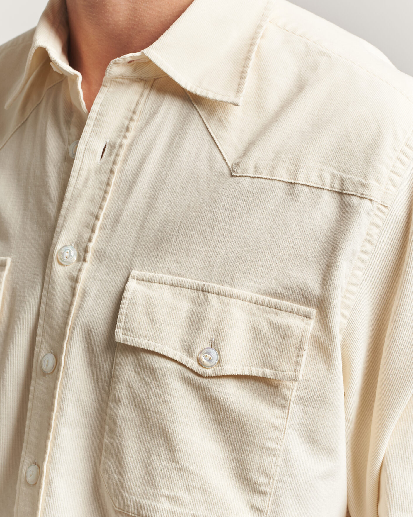 Men | Shirts | Drake's | Needlecord Western Shirt White