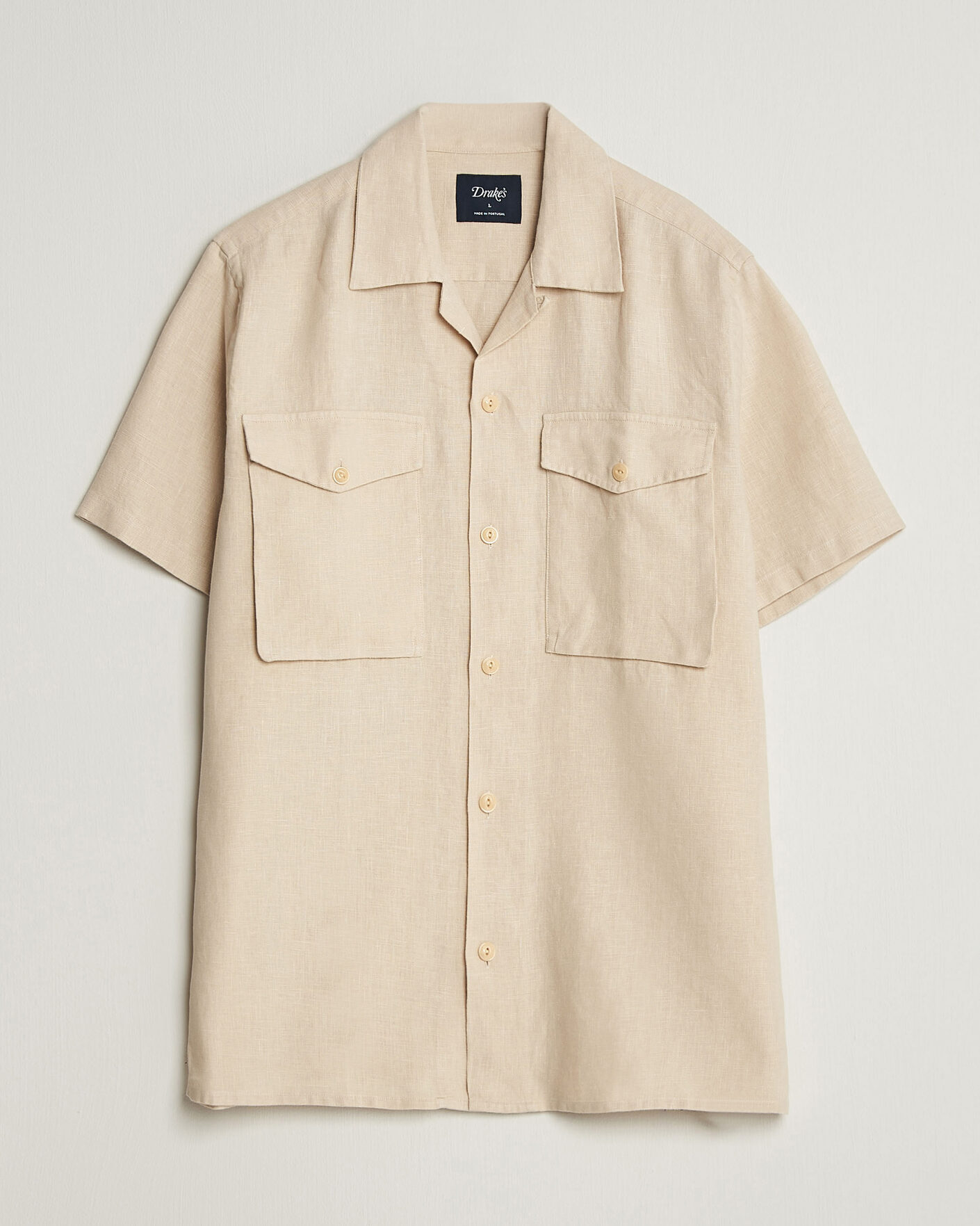 【ベージュ（27）】YORK CAMP COLLAR SHORT SLEEVE SHIRT Drake's Military Short Sleeve Camp Collar Shirt Ecru at CareOfCarl.com