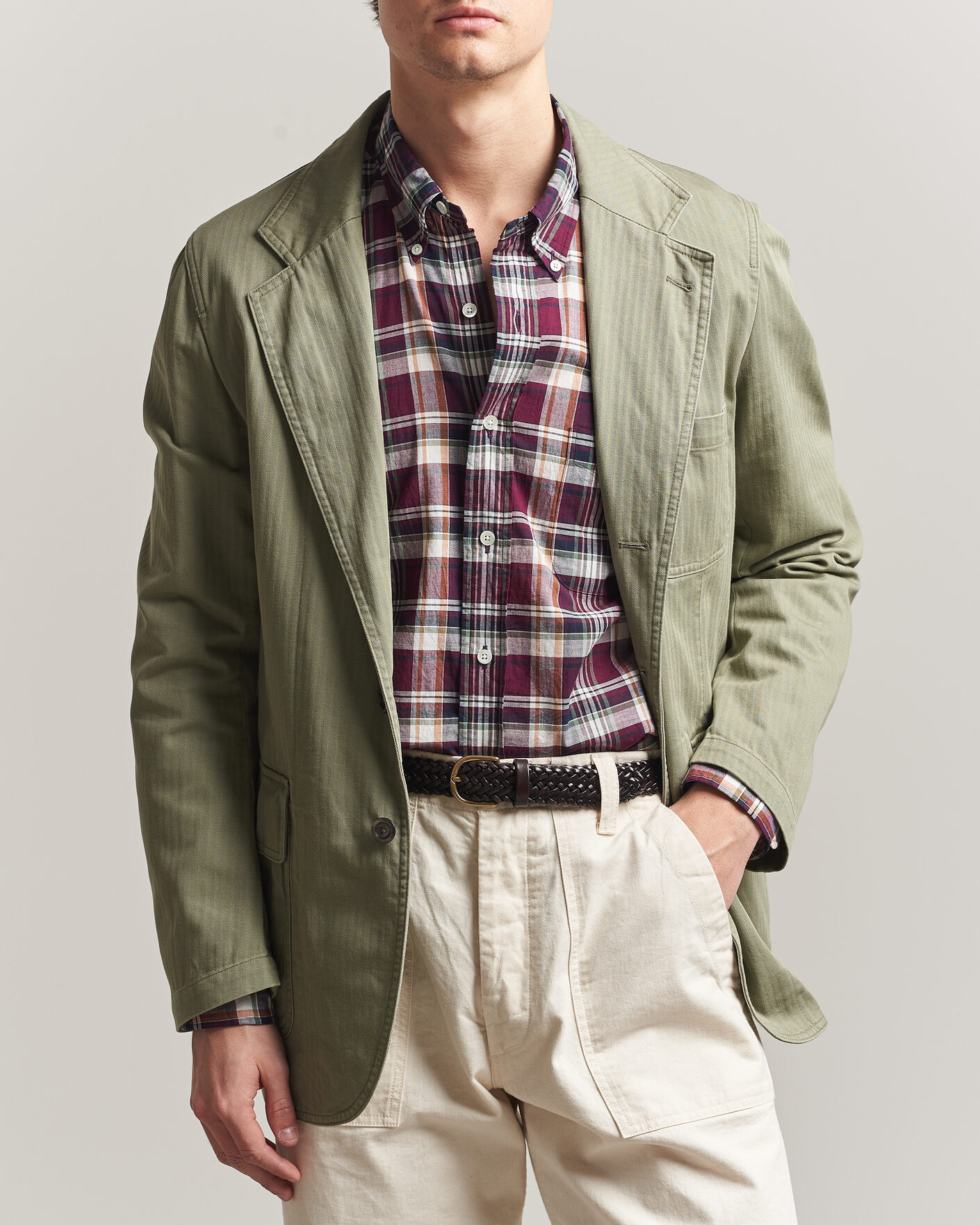 Men | Blazers | Drake's | MKI Herringbone Games Blazer Olive