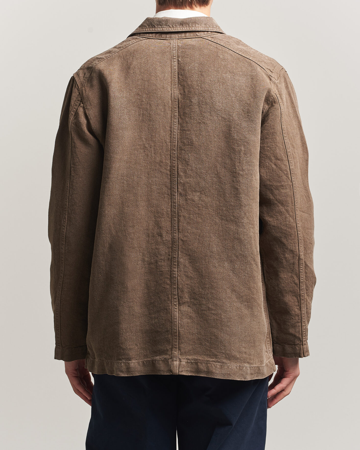 Men | Coats & Jackets | Drake's | Heavy Linen Chore Jacket Brown