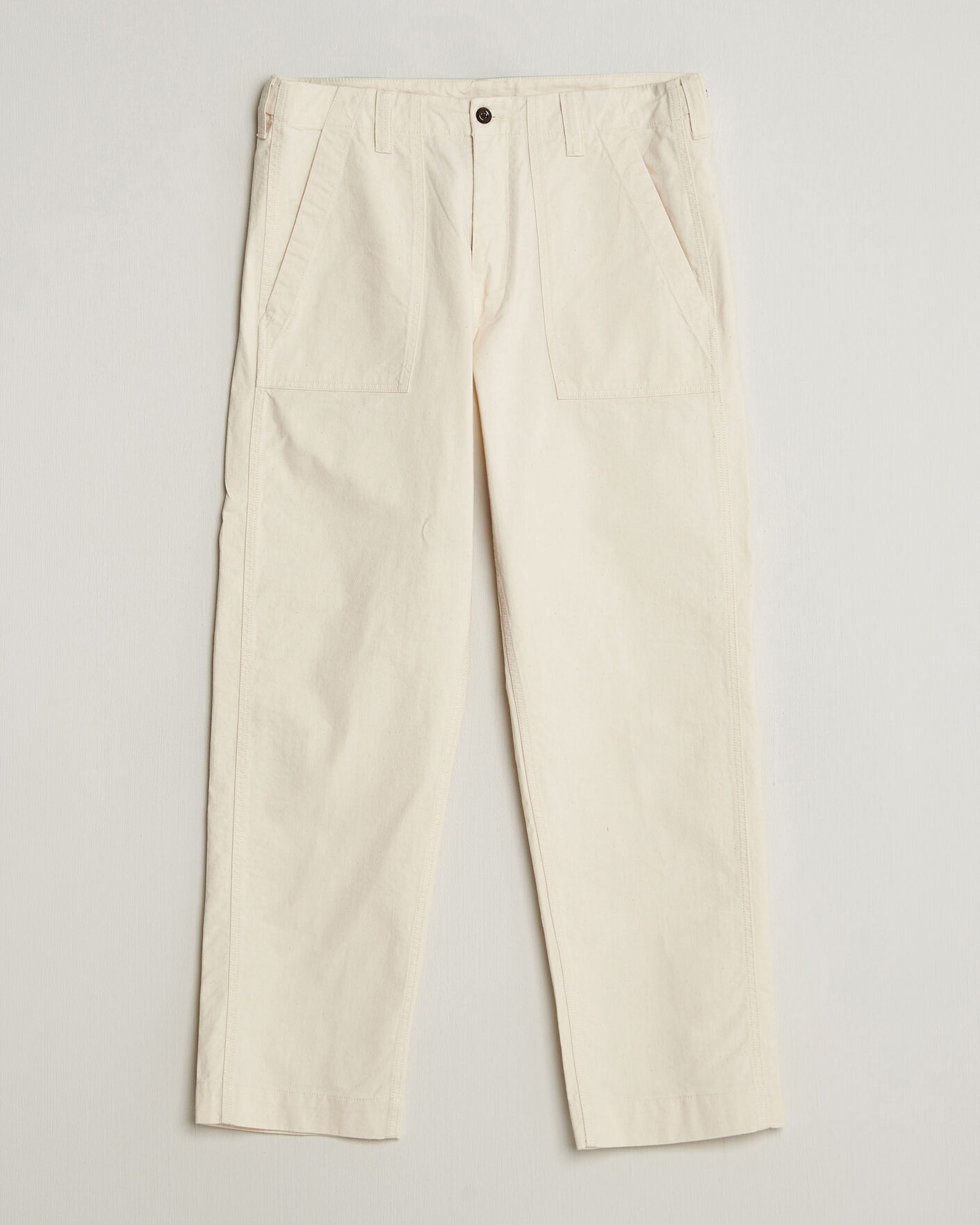 Men | Trousers | Drake's | Twill Fatigue Trousers Ecru