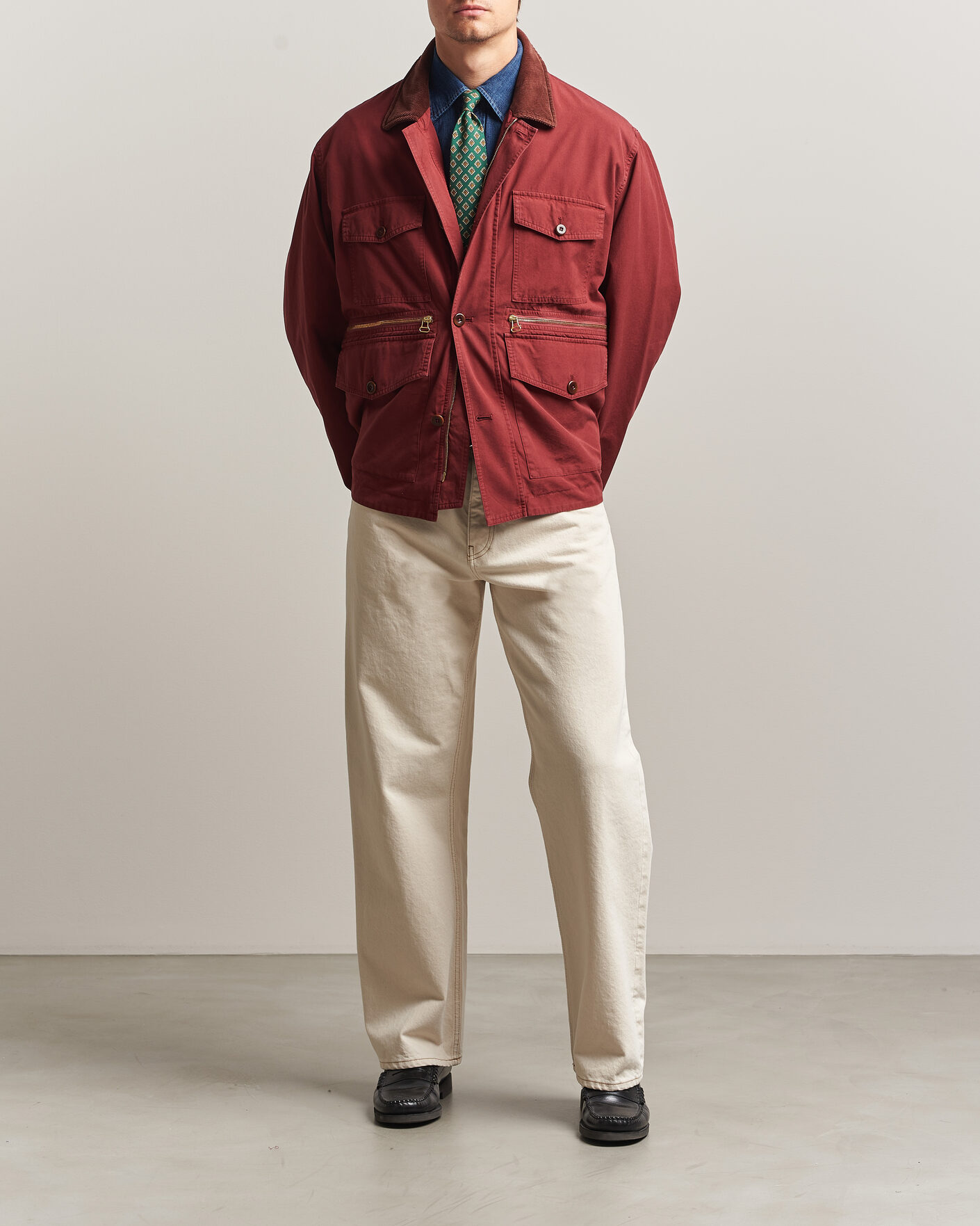 Men | Coats & Jackets | Drake's | Hiking Jacket Washed Red