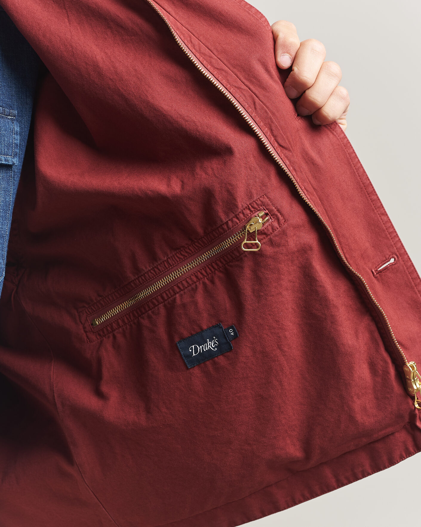 Men | Coats & Jackets | Drake's | Hiking Jacket Washed Red