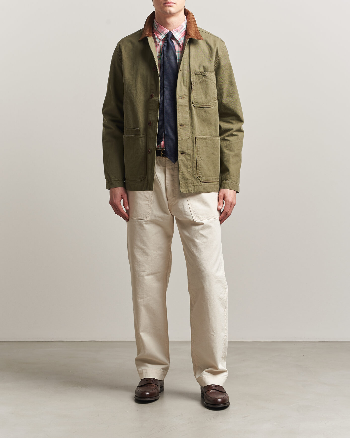 Men | Coats & Jackets | Drake's | Twill Fatigue Jacket Khaki