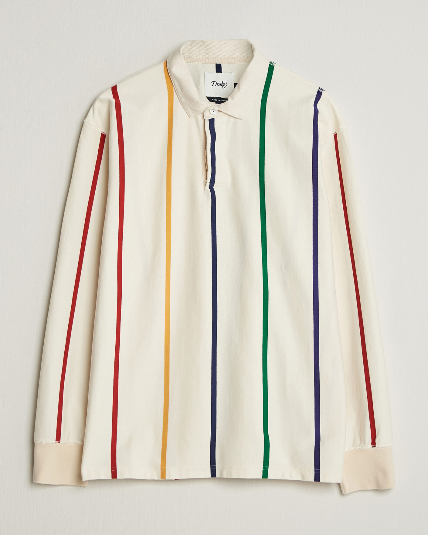 Men | Sweaters & Knitwear | Drake's | Colourful Vertical Stripe Rugby White