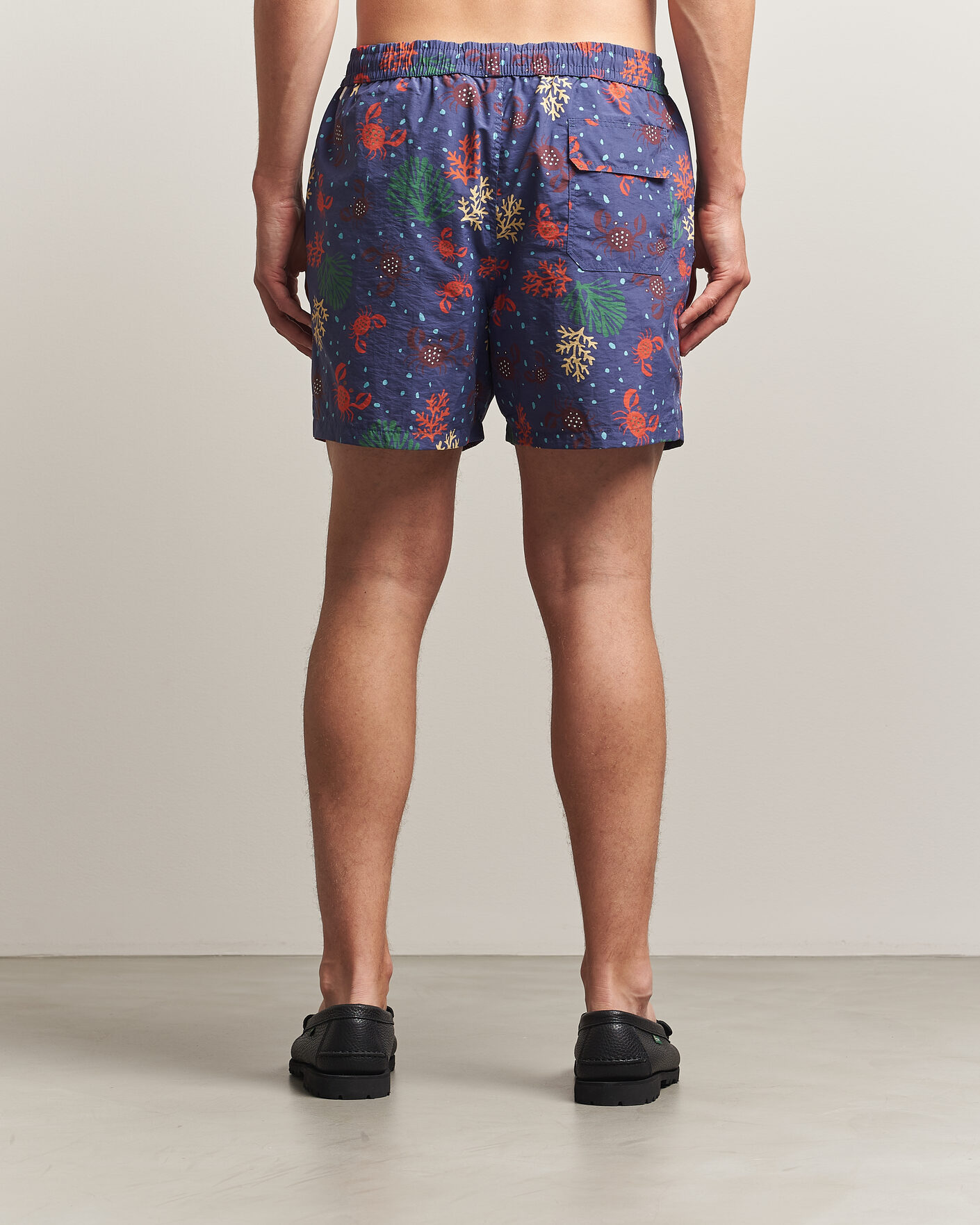 Men | Swimwear | Drake's | Crabs Drawstring Swimshorts Blue