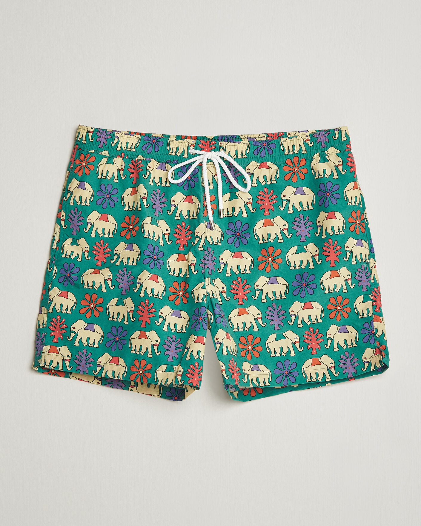 Men | Swimwear | Drake's | Elephants Drawstring Swimshorts Green