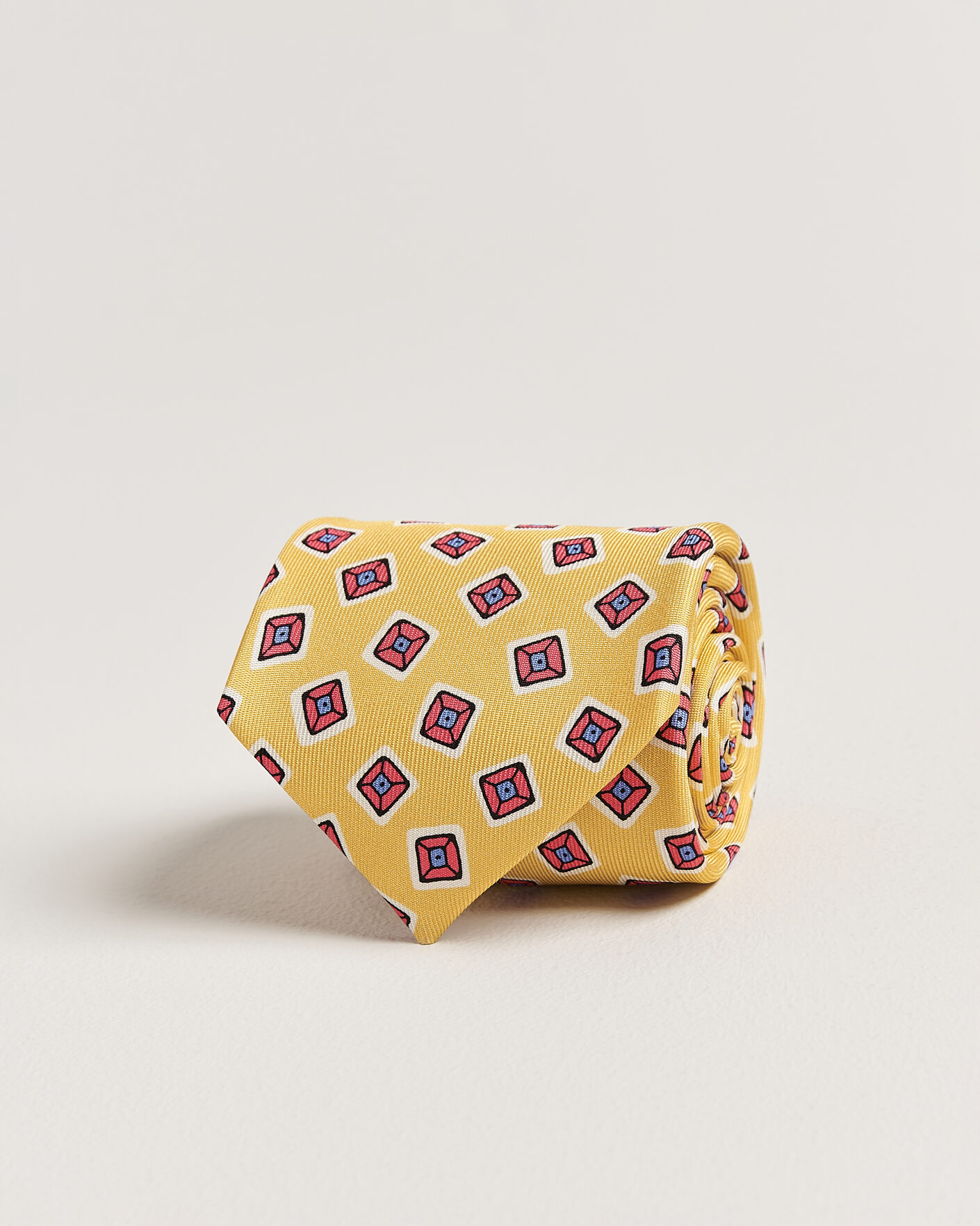 Men | Ties | Drake's | Square Diamond Heavy Twill Silk Tie Gold