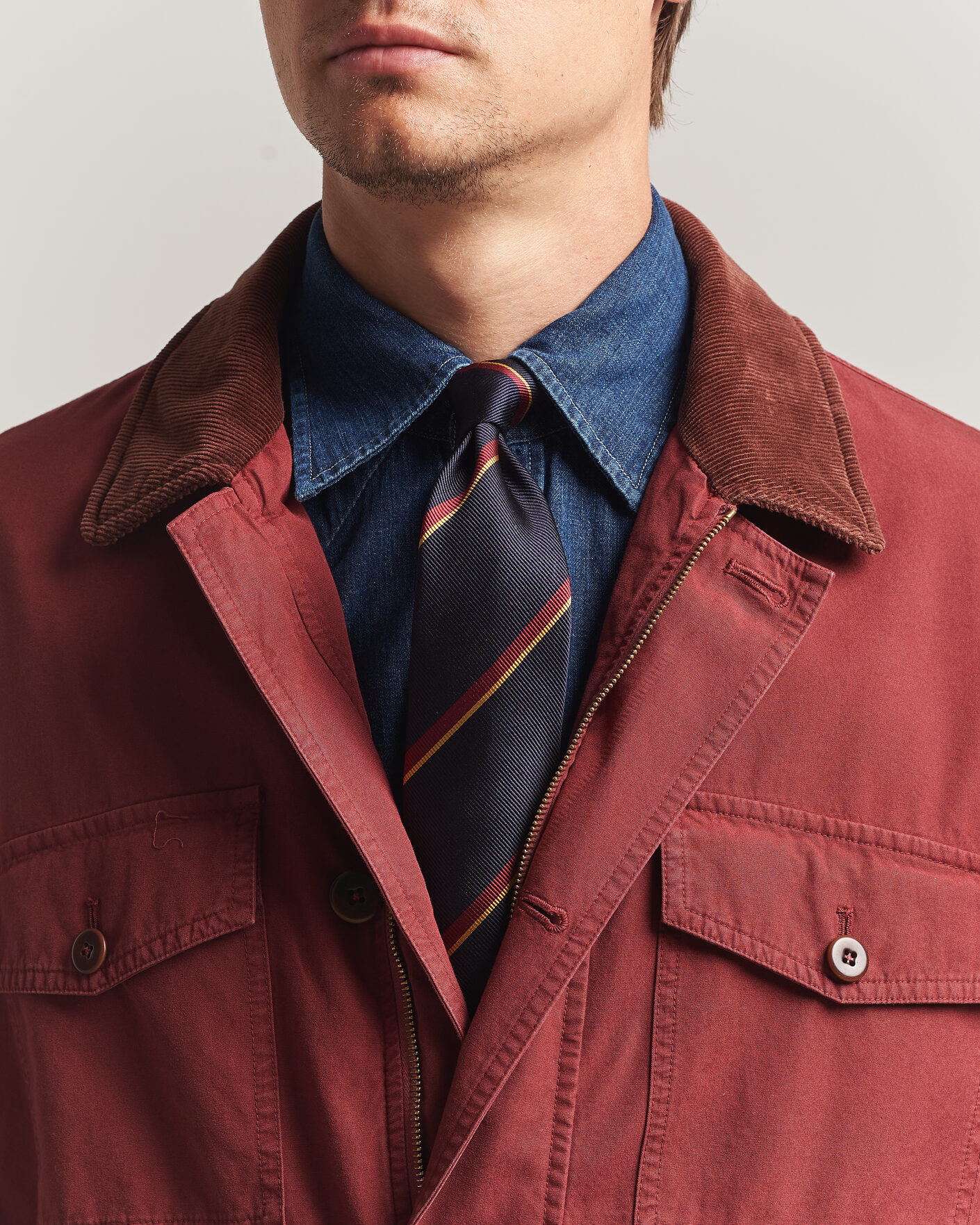 Men | Ties | Drake's | Regimental Stripe Reppe Tie Navy