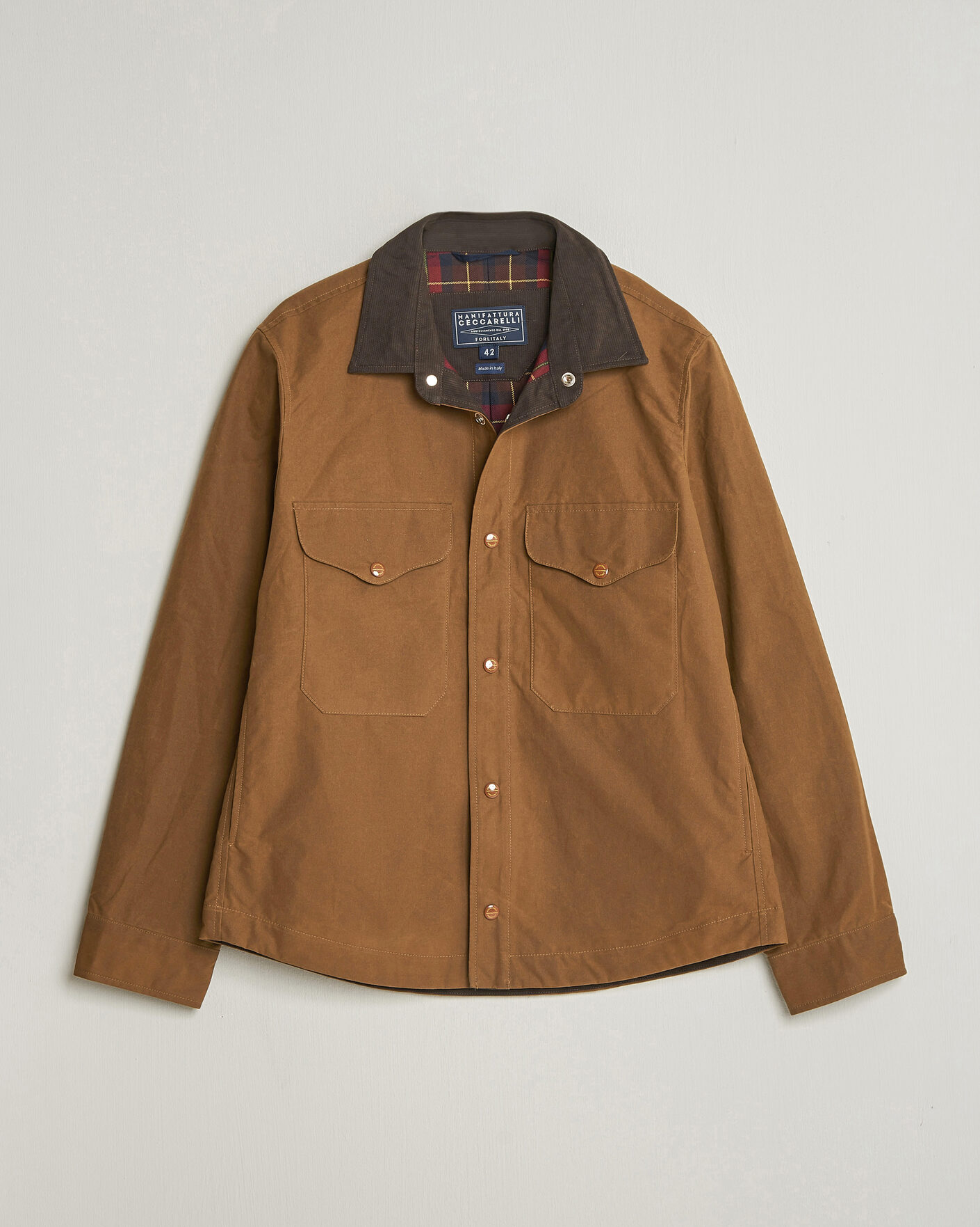 Men | Coats & Jackets | Manifattura Ceccarelli | Dry Wax Heavy Shirt Jacket Dark Tan