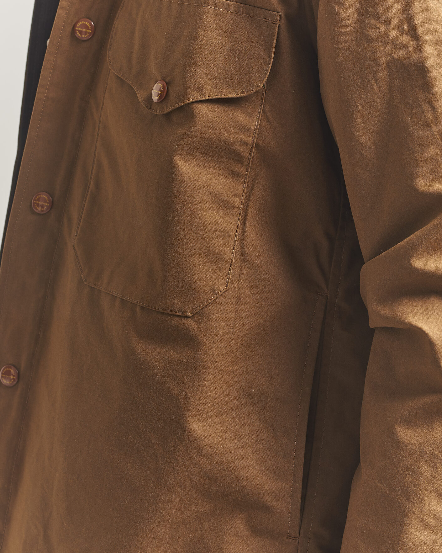 Men | Coats & Jackets | Manifattura Ceccarelli | Dry Wax Heavy Shirt Jacket Dark Tan