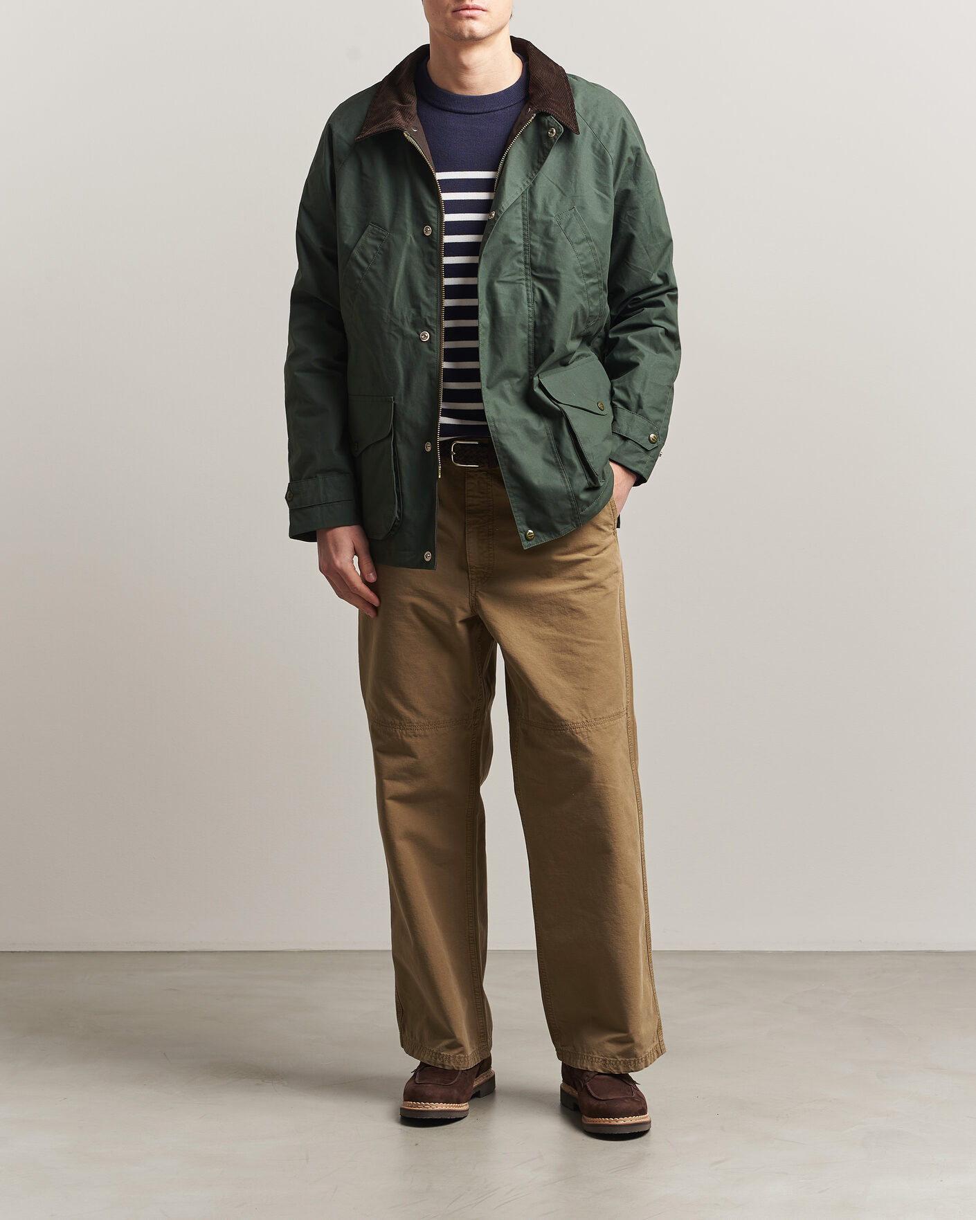 Men | Coats & Jackets | Manifattura Ceccarelli | Dry Wax Rain Caban Dark Green
