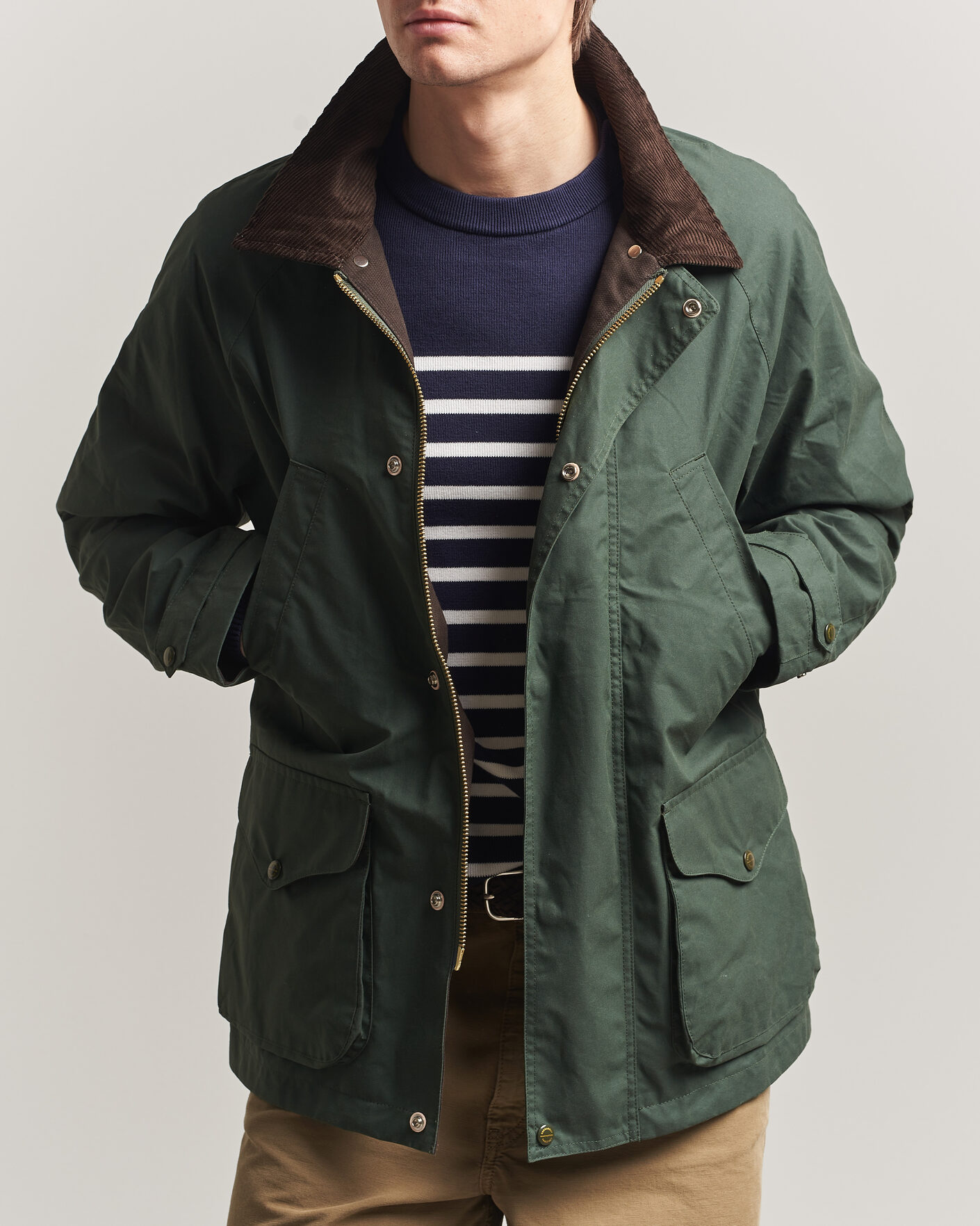 Men | Coats & Jackets | Manifattura Ceccarelli | Dry Wax Rain Caban Dark Green