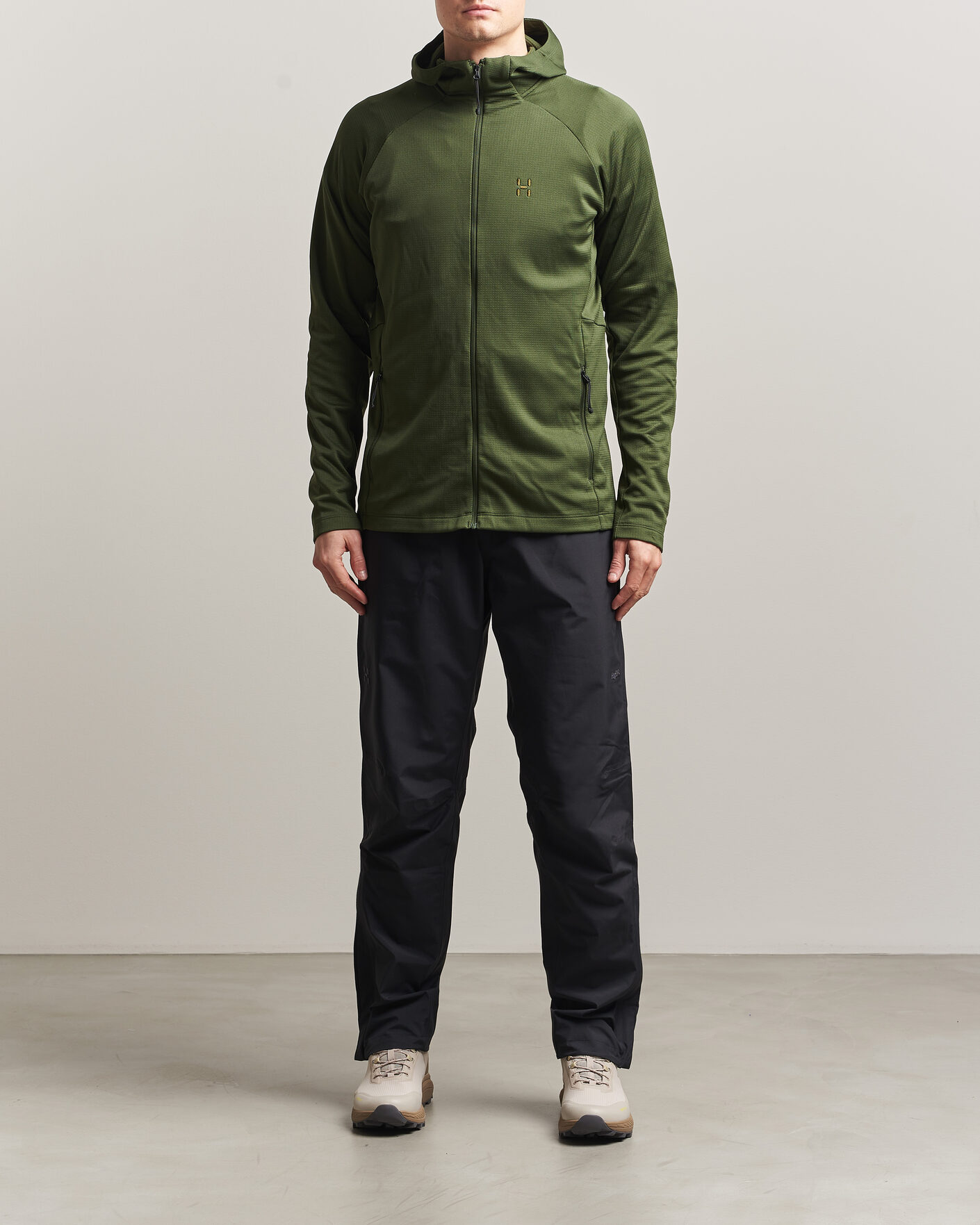 Men | Sweaters & Knitwear | Haglöfs | Korp Mid Fleece Hood Seaweed Green