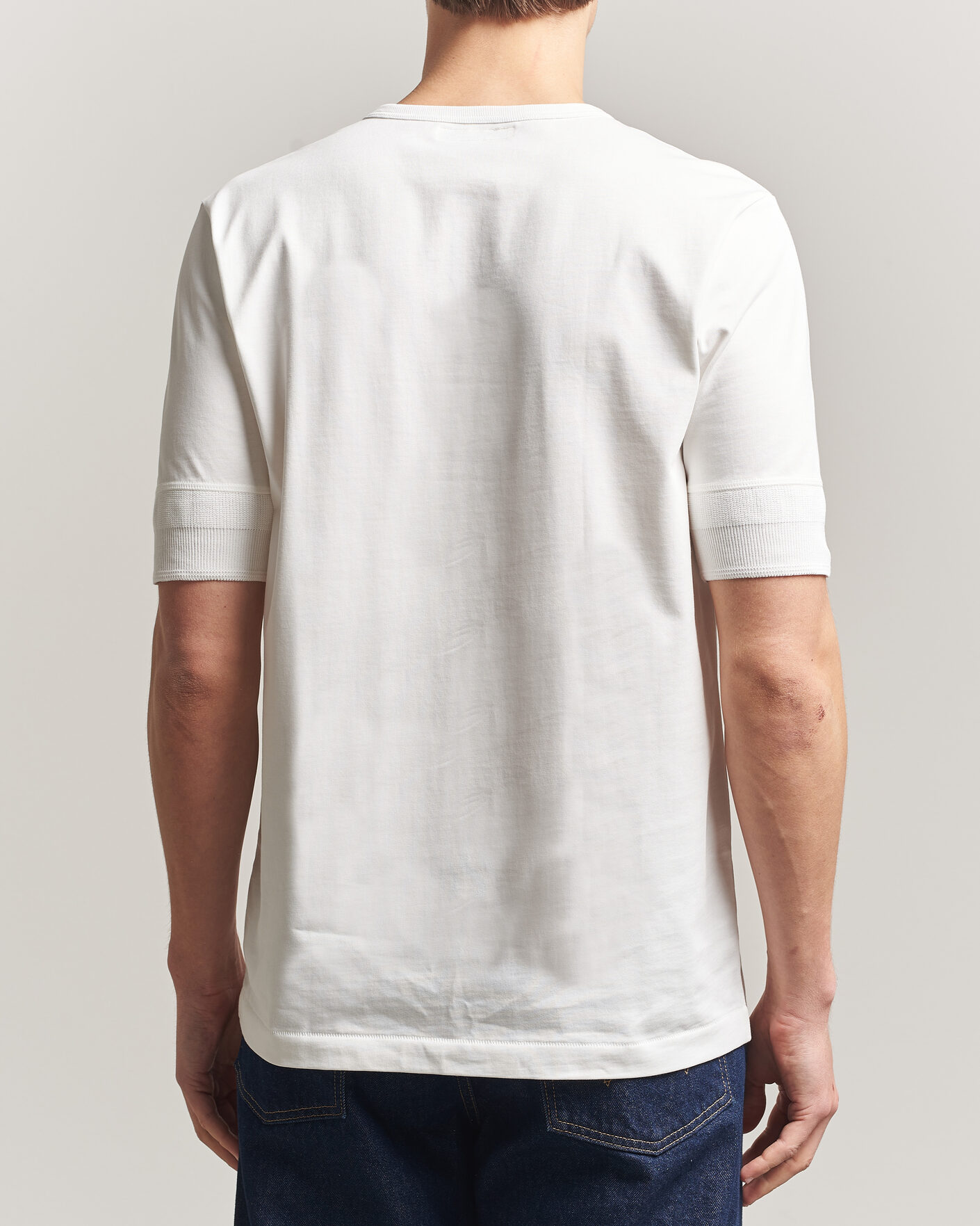 Men | T-Shirts | Merz b. Schwanen | Classic Organic Cotton Short Sleeve Henley White
