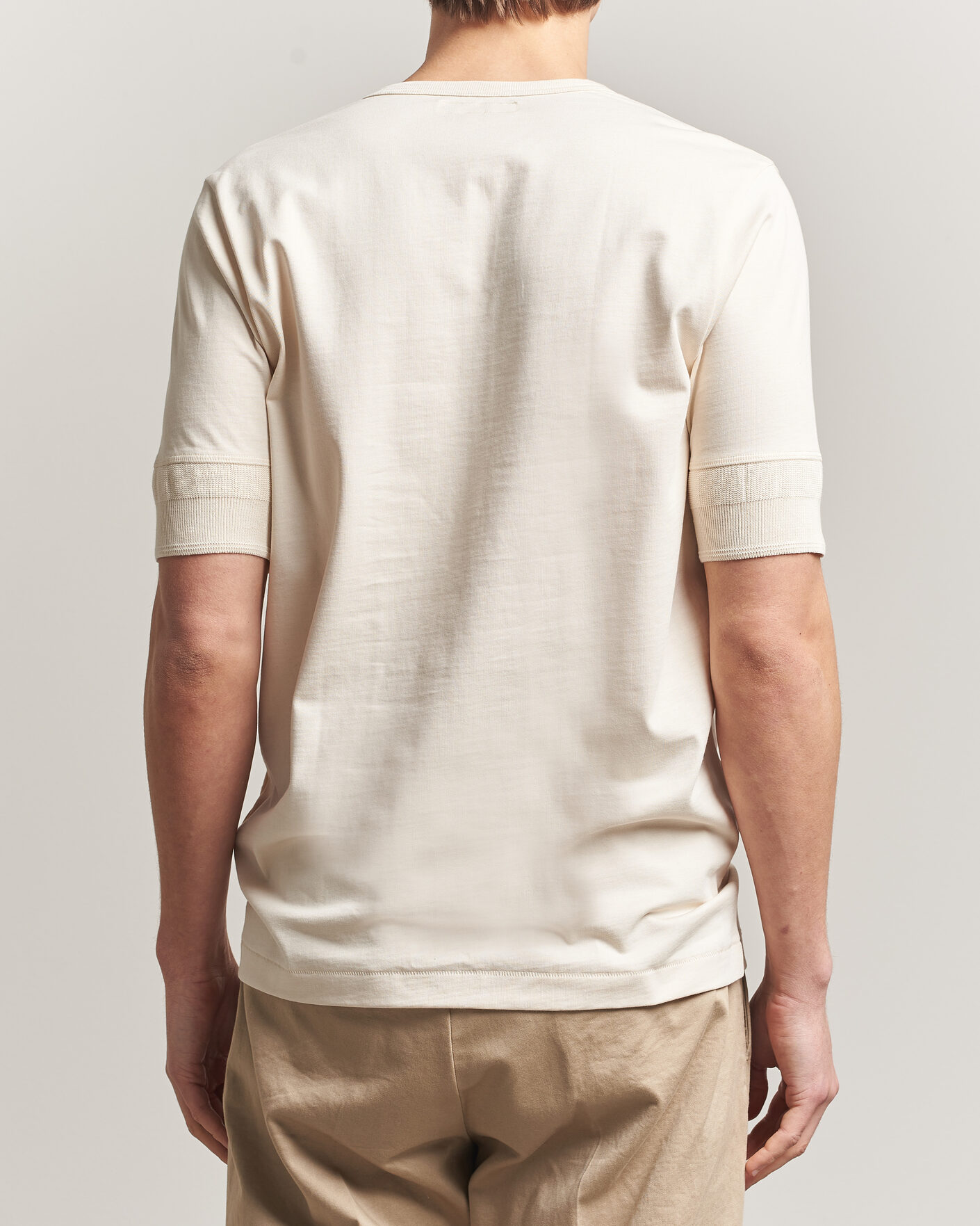 Men | T-Shirts | Merz b. Schwanen | Classic Organic Cotton Short Sleeve Henley Nature