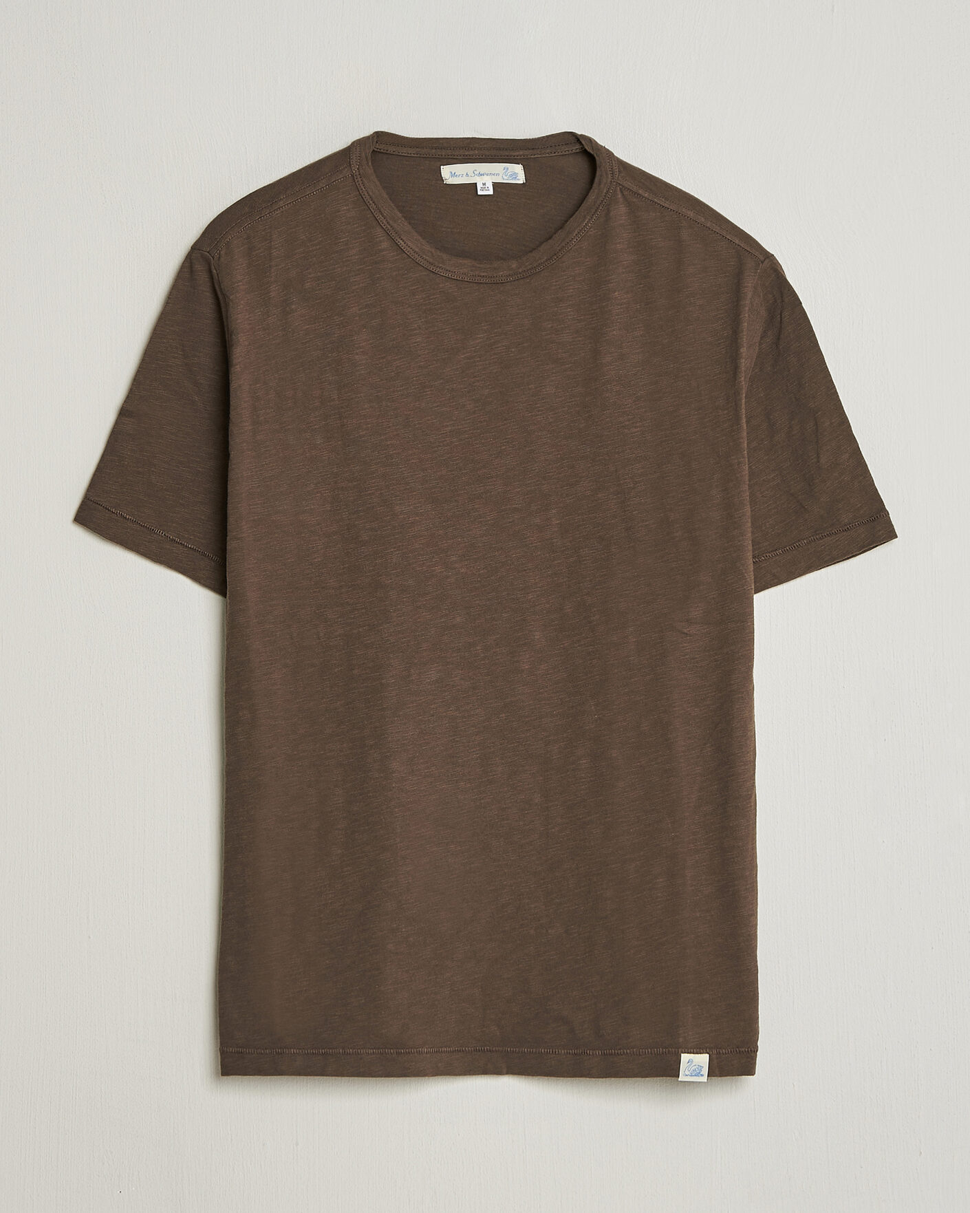 Men | T-Shirts | Merz b. Schwanen | Organic Pima Cotton Slub Crew Neck T-Shirt Chocolate