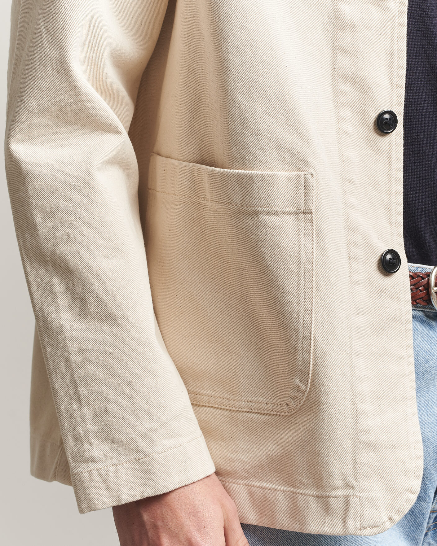 Men | Shirts | Merz b. Schwanen | Worker Cotton Twill Overshirt Nature