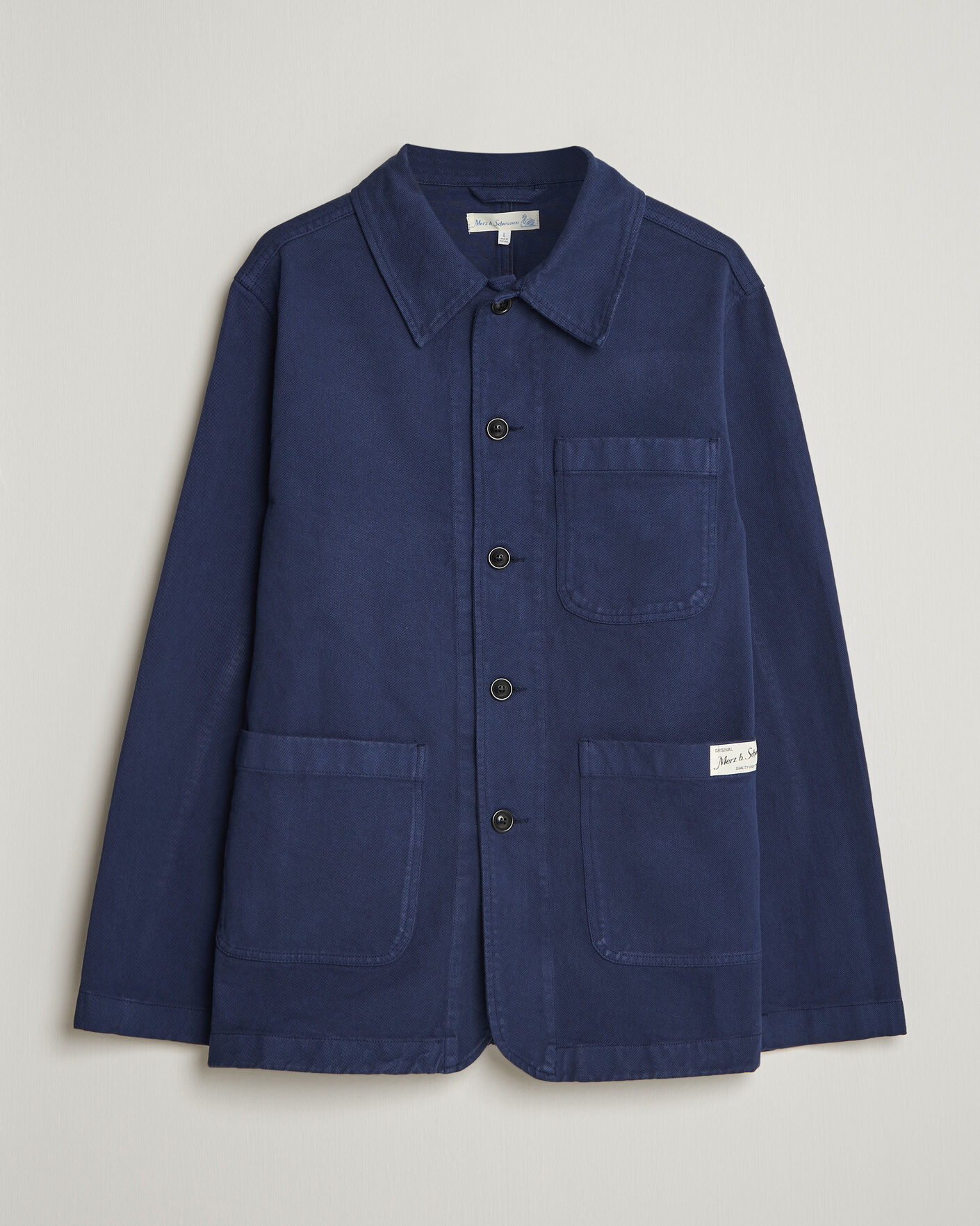 Men |  | Merz b. Schwanen | Worker Cotton Twill Overshirt Ink Blue