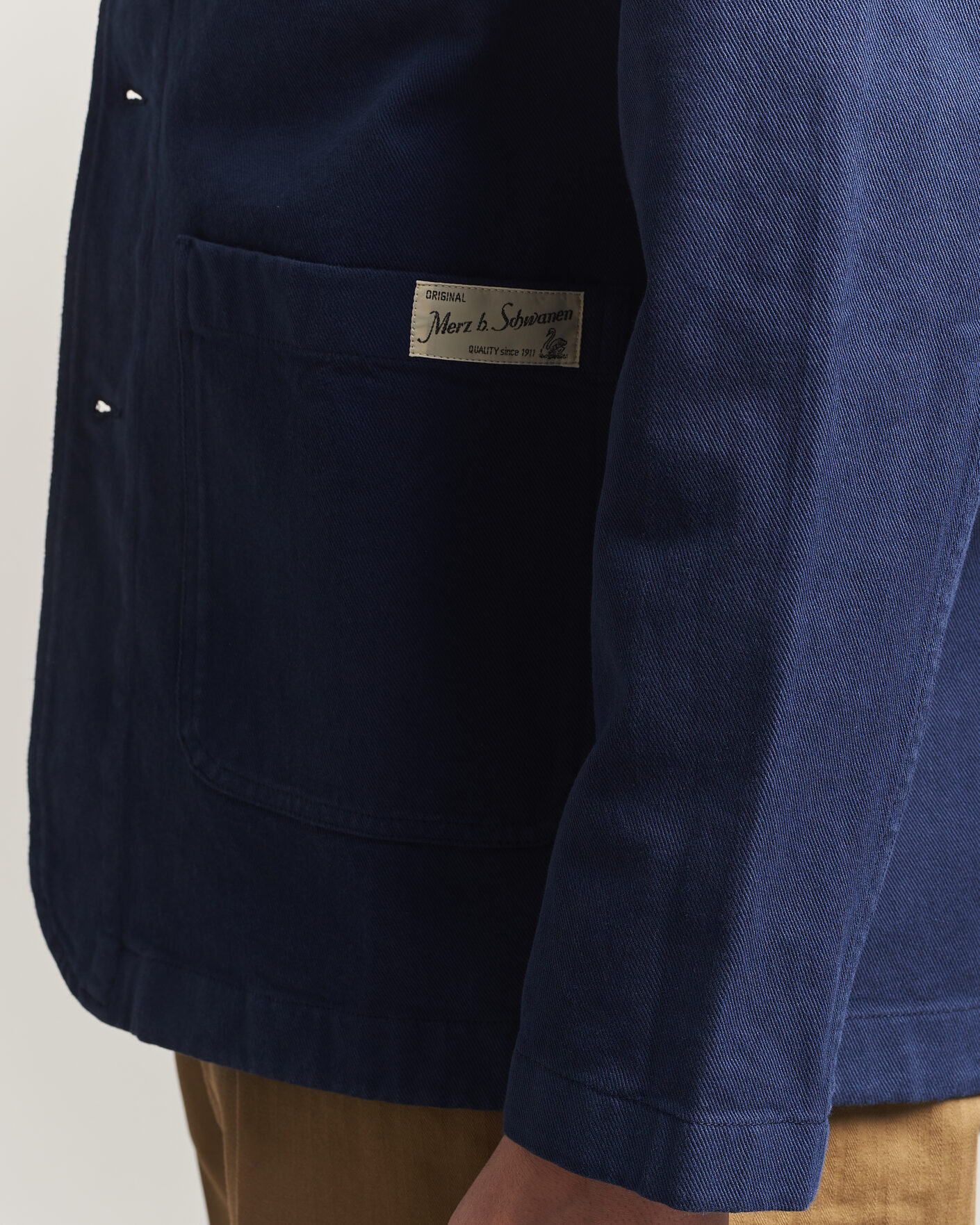 Men | Shirts | Merz b. Schwanen | Worker Cotton Twill Overshirt Ink Blue