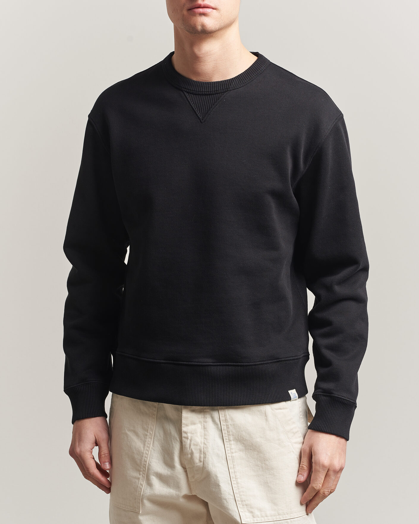 Men | Sweaters & Knitwear | Merz b. Schwanen | Classic Fit Authentic Fleece Sweatshirt Black