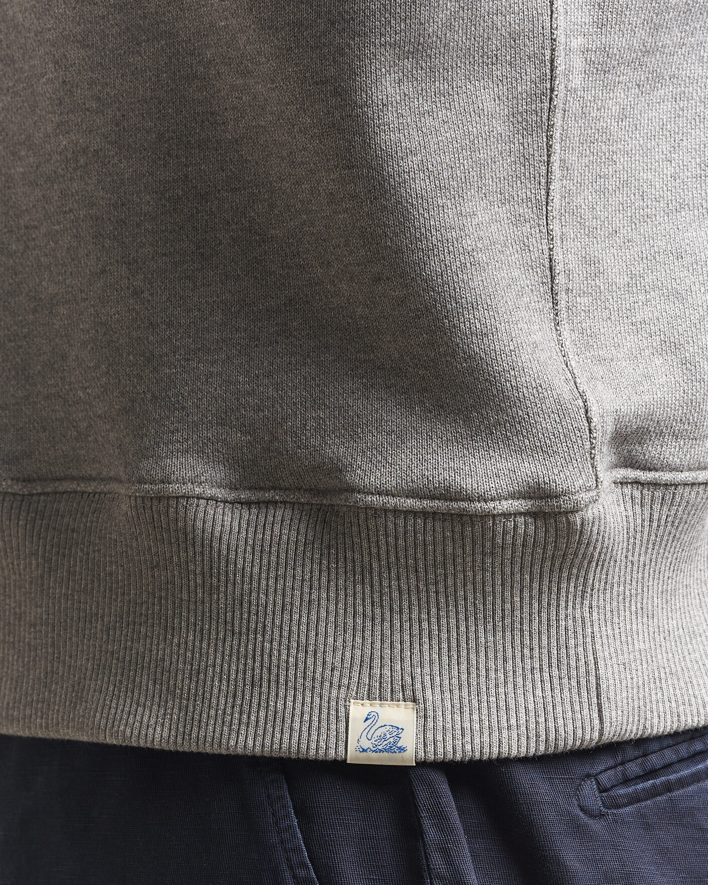 Men | Sweaters & Knitwear | Merz b. Schwanen | Classic Fit Authentic Fleece Half Zip Grey Melange