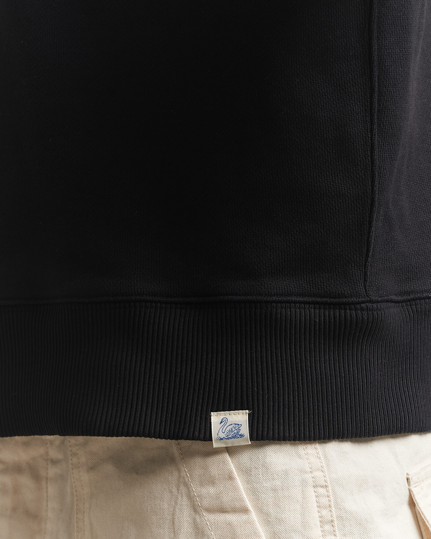 Men | Sweaters & Knitwear | Merz b. Schwanen | Classic Fit Authentic Fleece Half Zip Black