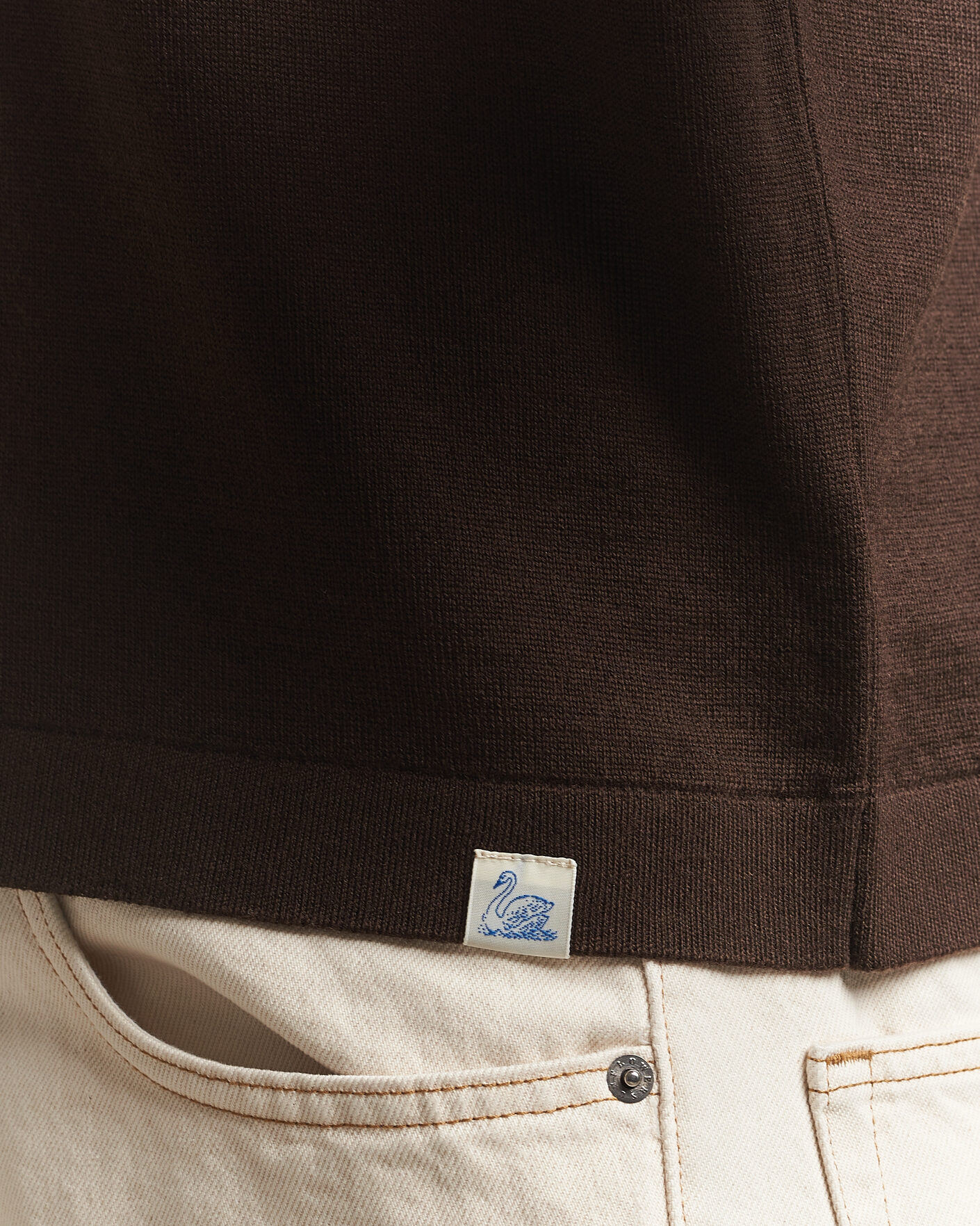 Men | Polo Shirts | Merz b. Schwanen | Relaxed Fit Merino Knitted Polo Coffee