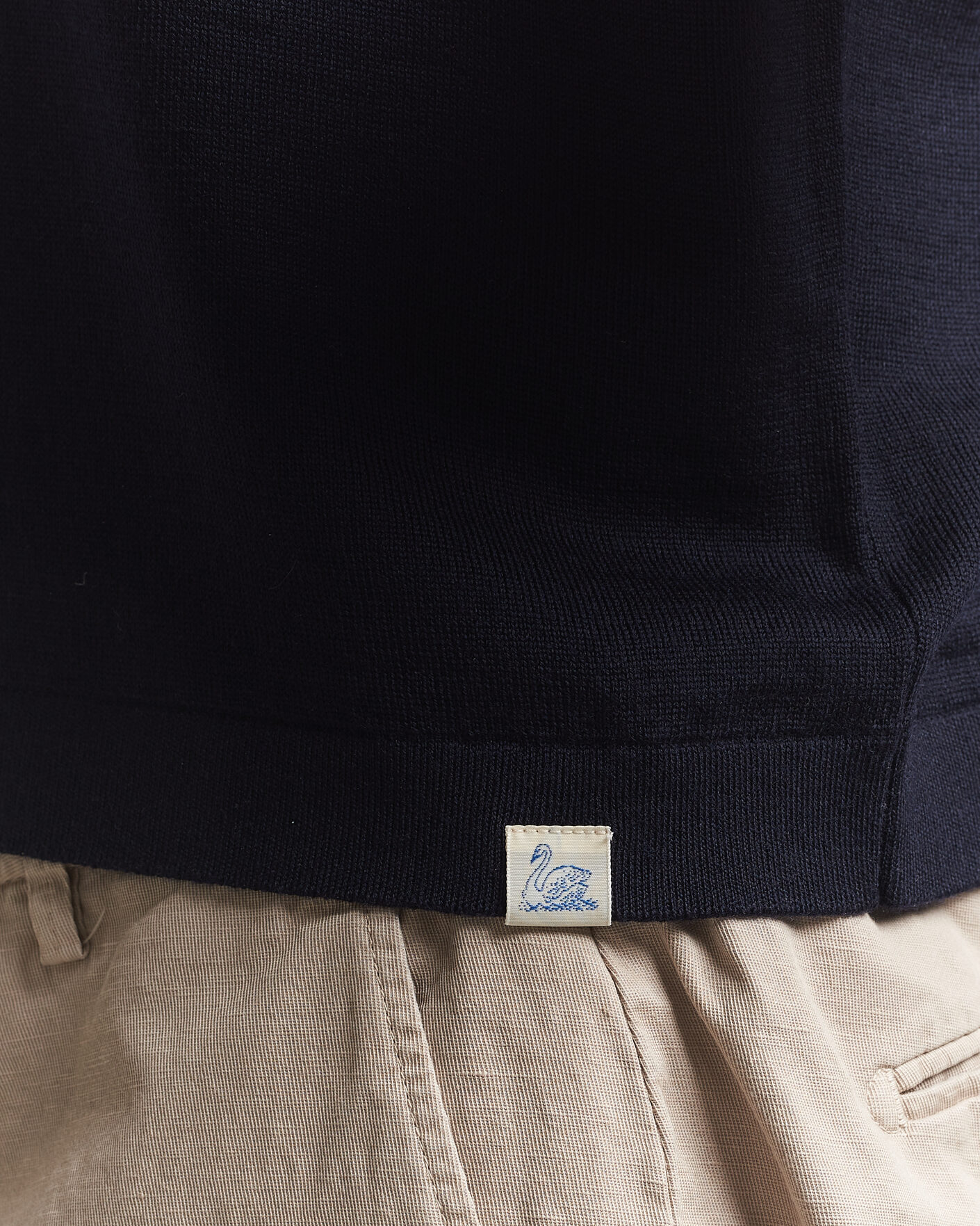Men | Polo Shirts | Merz b. Schwanen | Relaxed Fit Merino Knitted Polo Dark Navy