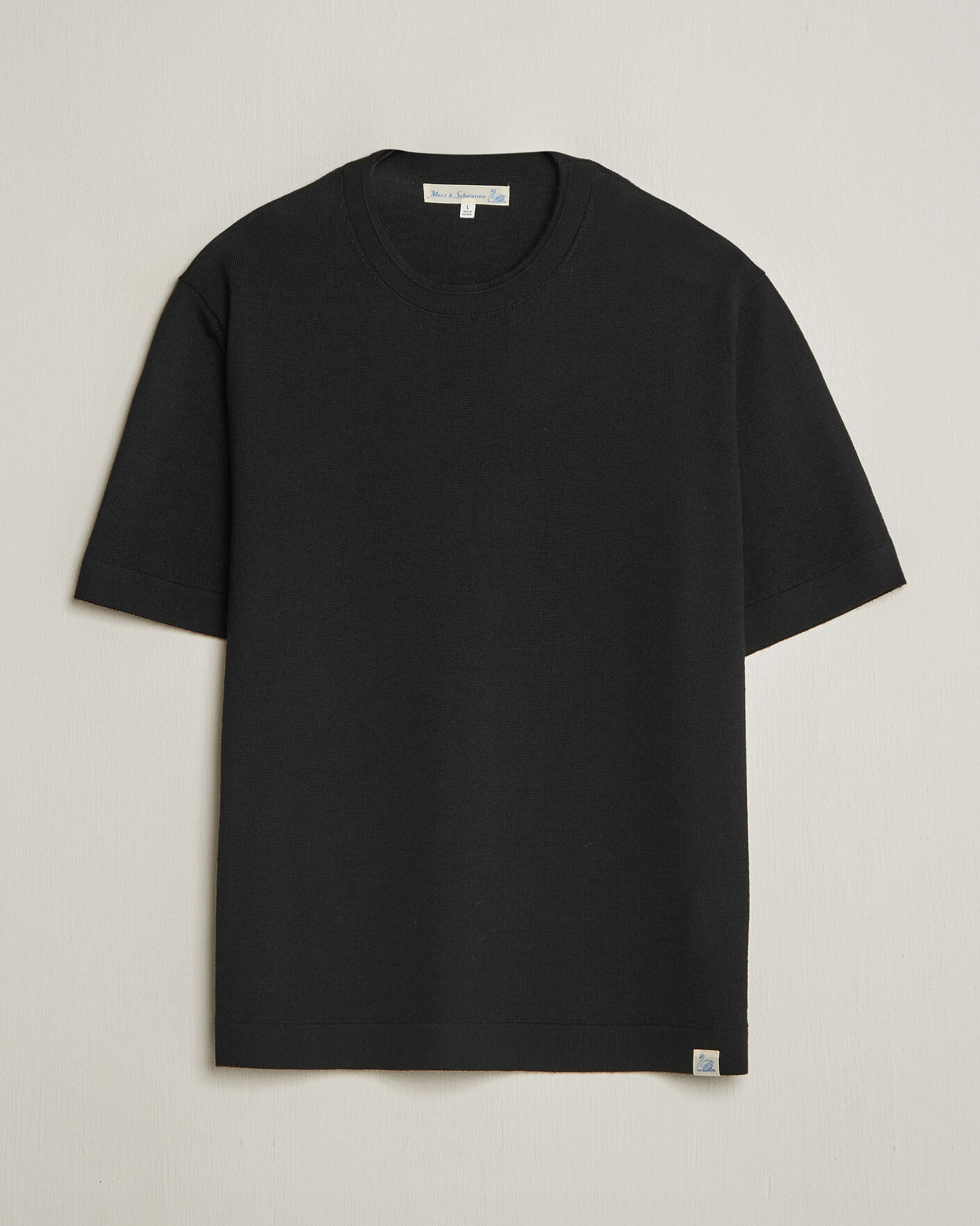 Men | T-Shirts | Merz b. Schwanen | Relaxed Fit Merino Knitted T-Shirt Black
