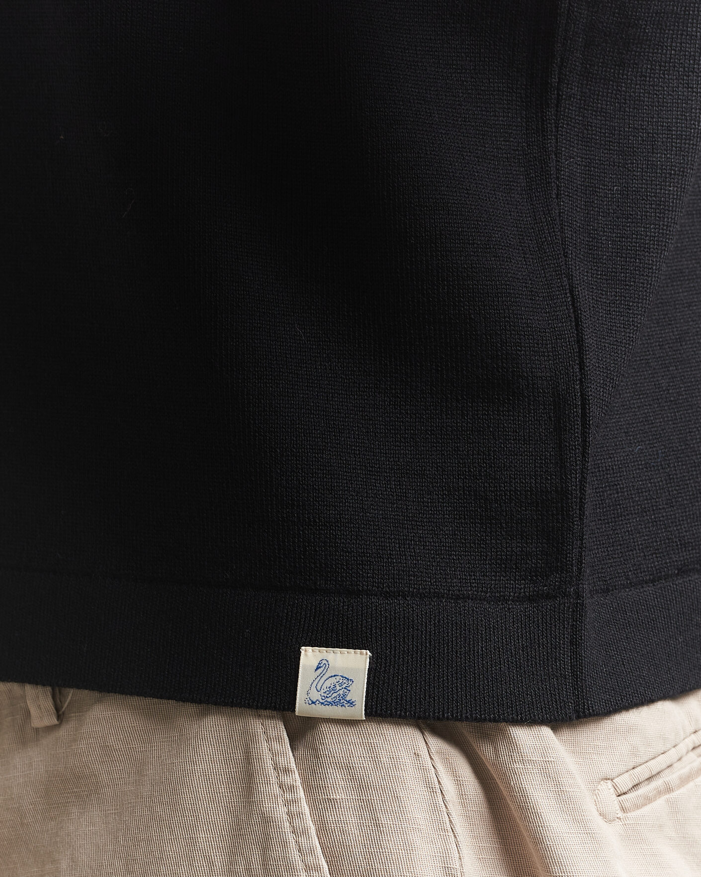 Men | T-Shirts | Merz b. Schwanen | Relaxed Fit Merino Knitted T-Shirt Black