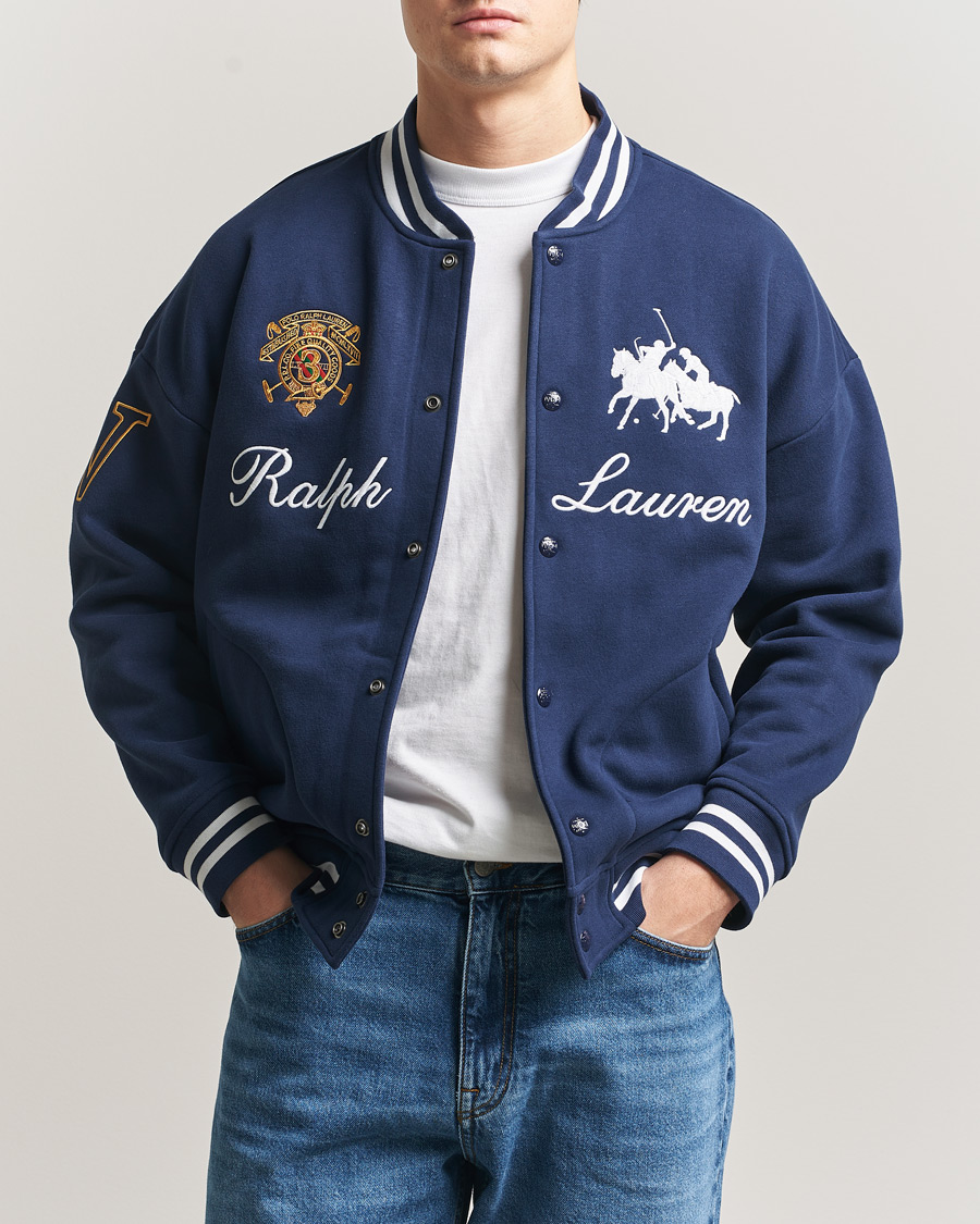 Men | Sweaters & Knitwear | Polo Ralph Lauren | Magic Fleece Bomber Jacket Newport Navy